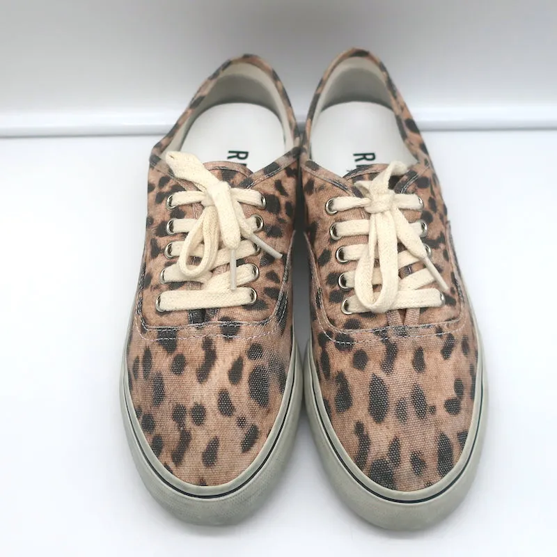 RE/DONE 70er Jahre Low-Top Skate Sneakers Verblasster Leopardenprint Leinwand Größe 40 NEU