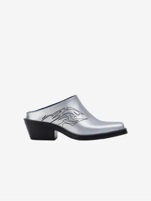 Regan Vegan Apfel-Leder Western Mules | Silber