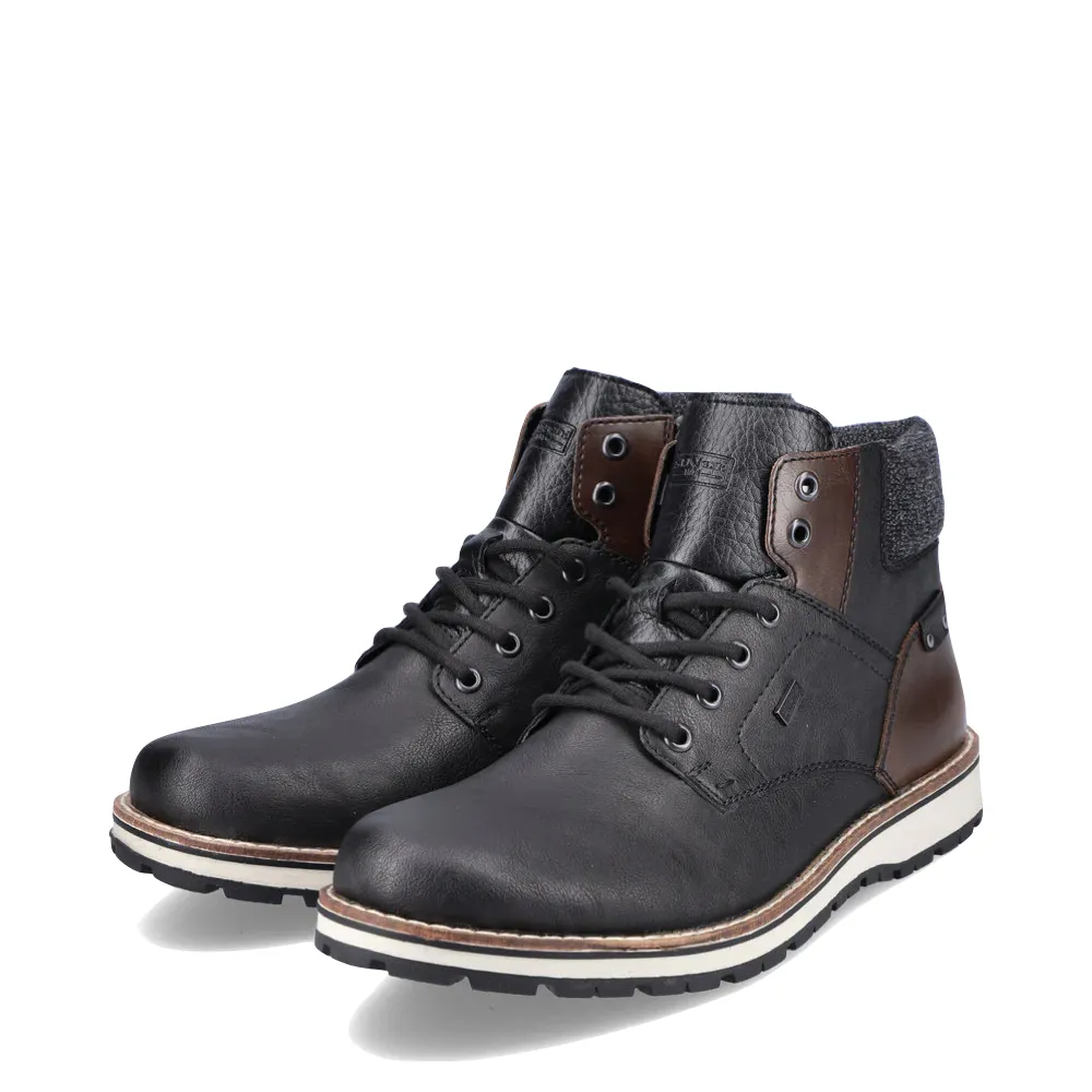 Rieker Herren Ronnie 34 gefütterter wasserdichter Stiefel in Schwarz/Braun