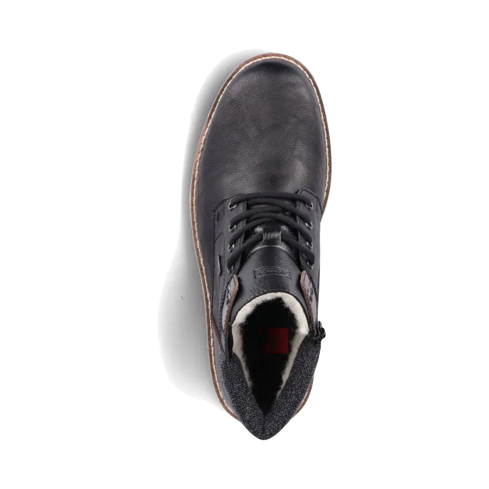 Rieker Herren Ronnie 34 gefütterter wasserdichter Stiefel in Schwarz/Braun