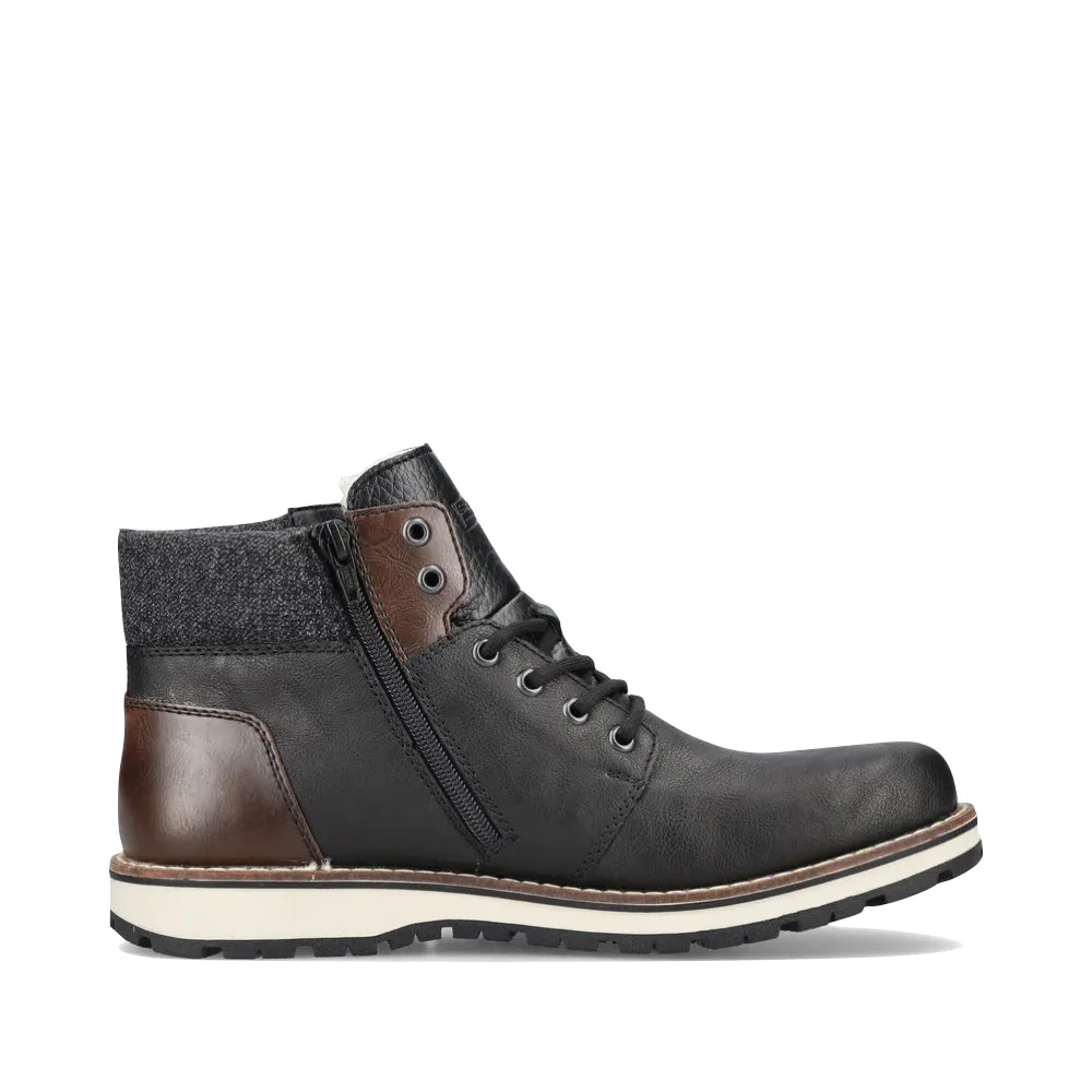 Rieker Herren Ronnie 34 gefütterter wasserdichter Stiefel in Schwarz/Braun