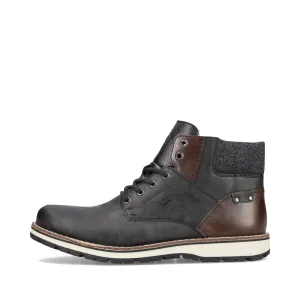 Rieker Herren Ronnie 34 gefütterter wasserdichter Stiefel in Schwarz/Braun