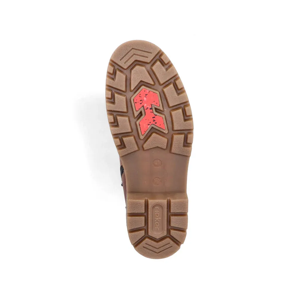 Rieker Schuhe 39820-22 Cognac Schnürung seitlicher Reißverschluss RTex