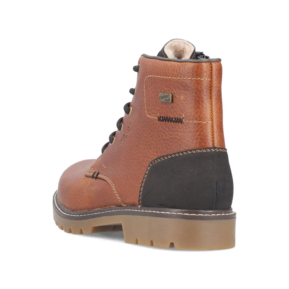 Rieker Schuhe 39820-22 Cognac Schnürung seitlicher Reißverschluss RTex