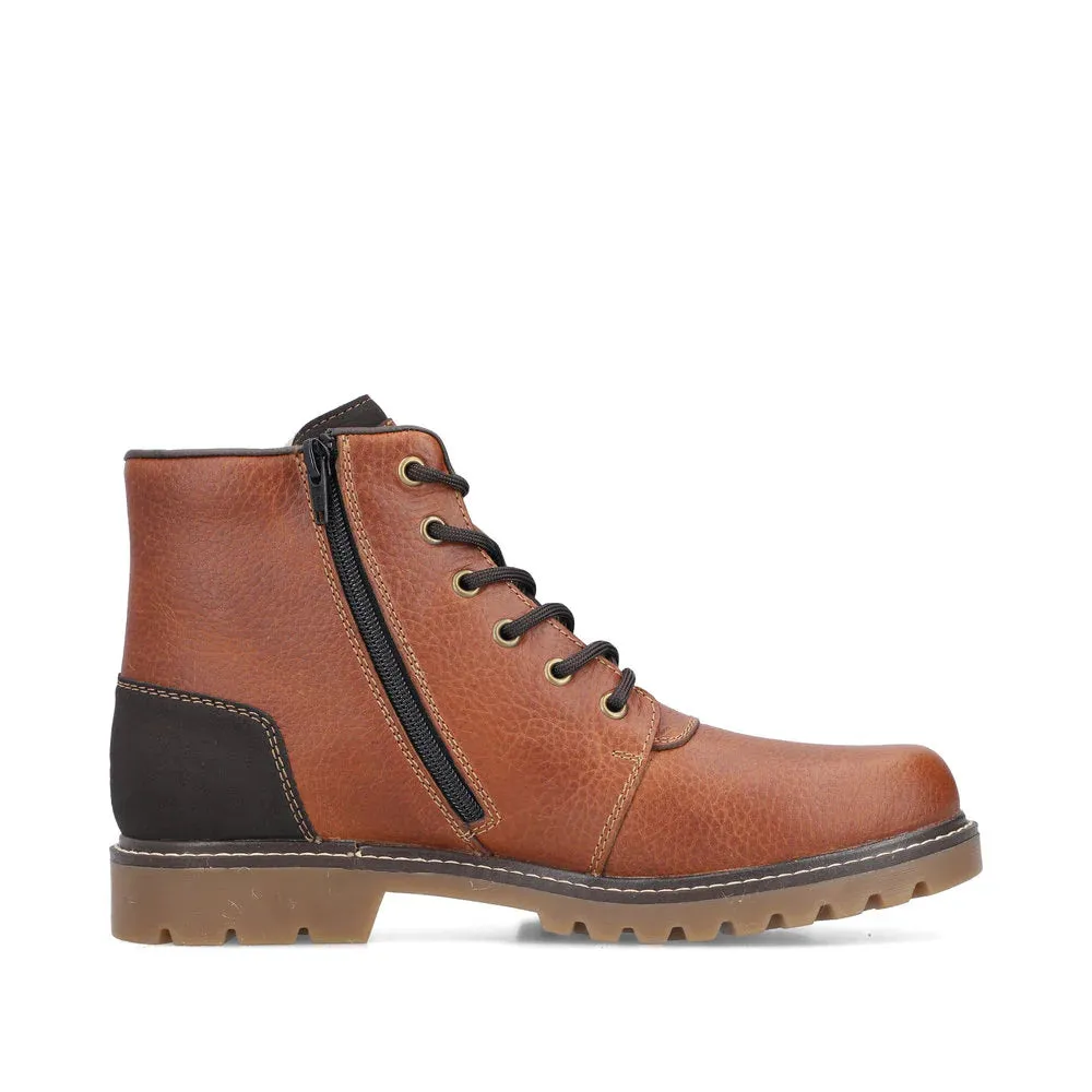 Rieker Schuhe 39820-22 Cognac Schnürung seitlicher Reißverschluss RTex