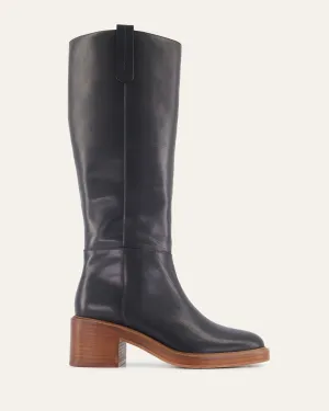 RIO KNEE BOOTS SCHWARZES LEDER