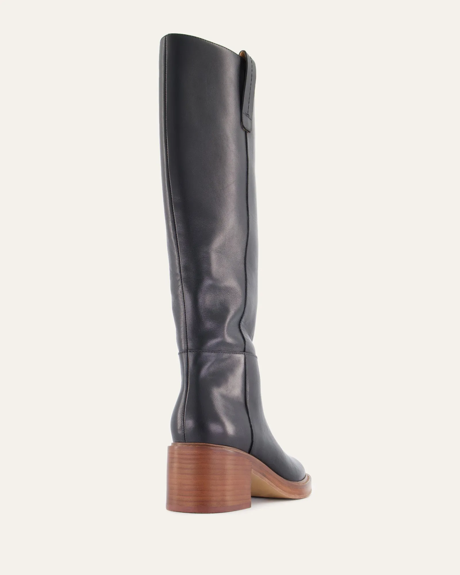 RIO KNEE BOOTS SCHWARZES LEDER