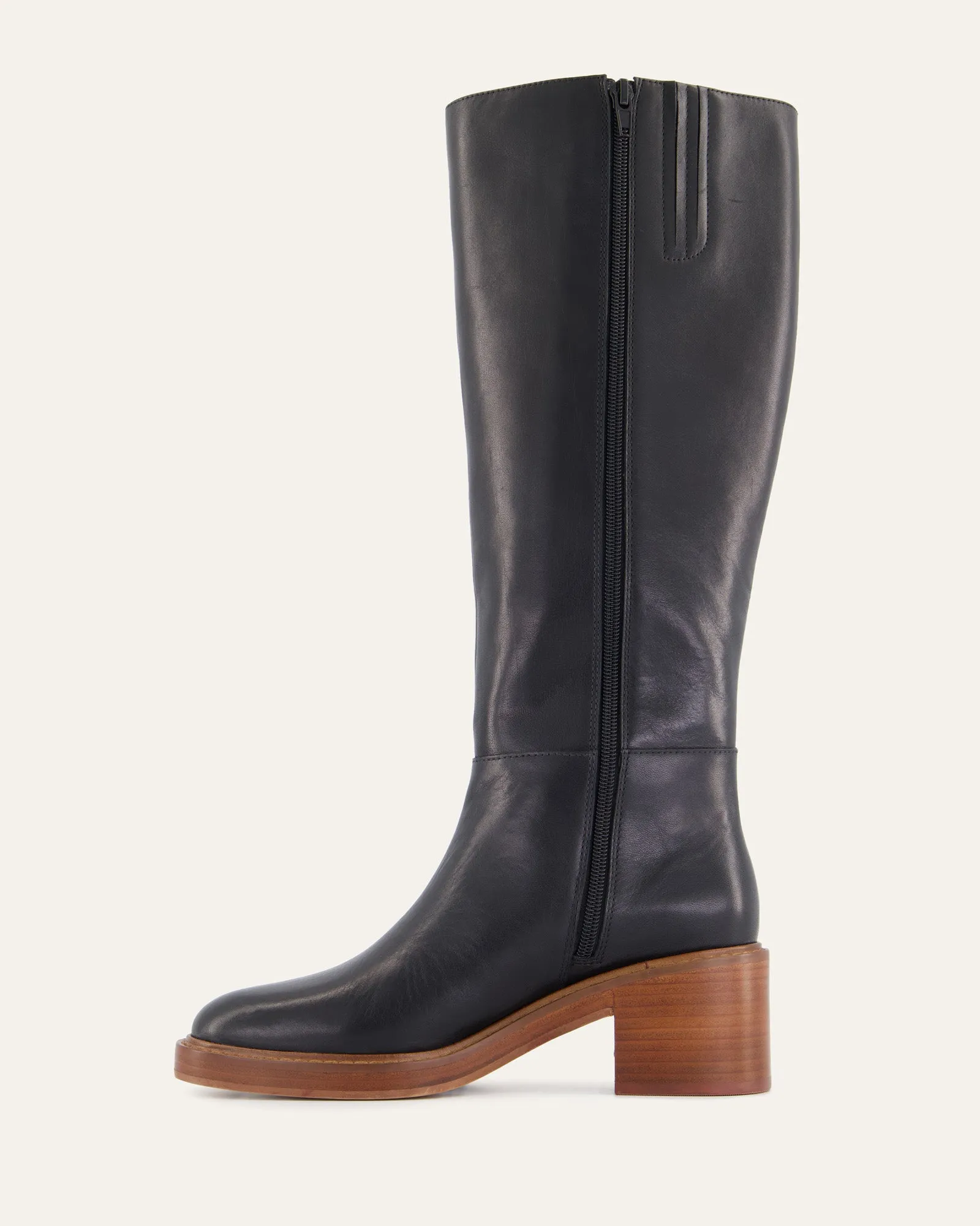 RIO KNEE BOOTS SCHWARZES LEDER
