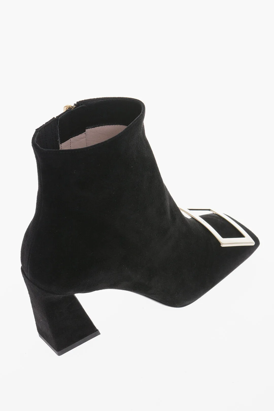 Roger Vivier Wildleder-Stiefeletten mit auffälliger Schnallenabsatz 8 cm Schuhe_Roger-Vivier