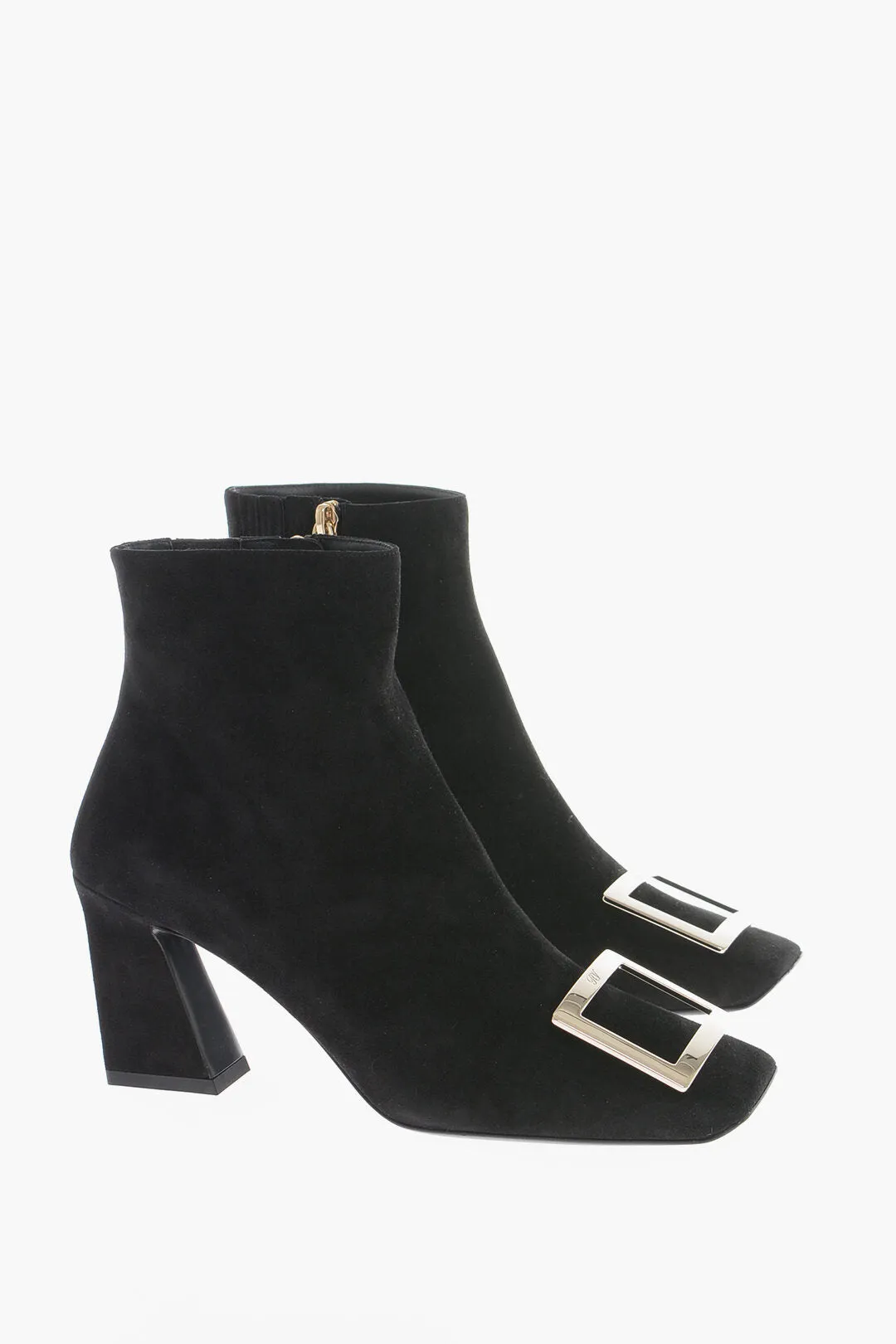 Roger Vivier Wildleder-Stiefeletten mit auffälliger Schnallenabsatz 8 cm Schuhe_Roger-Vivier