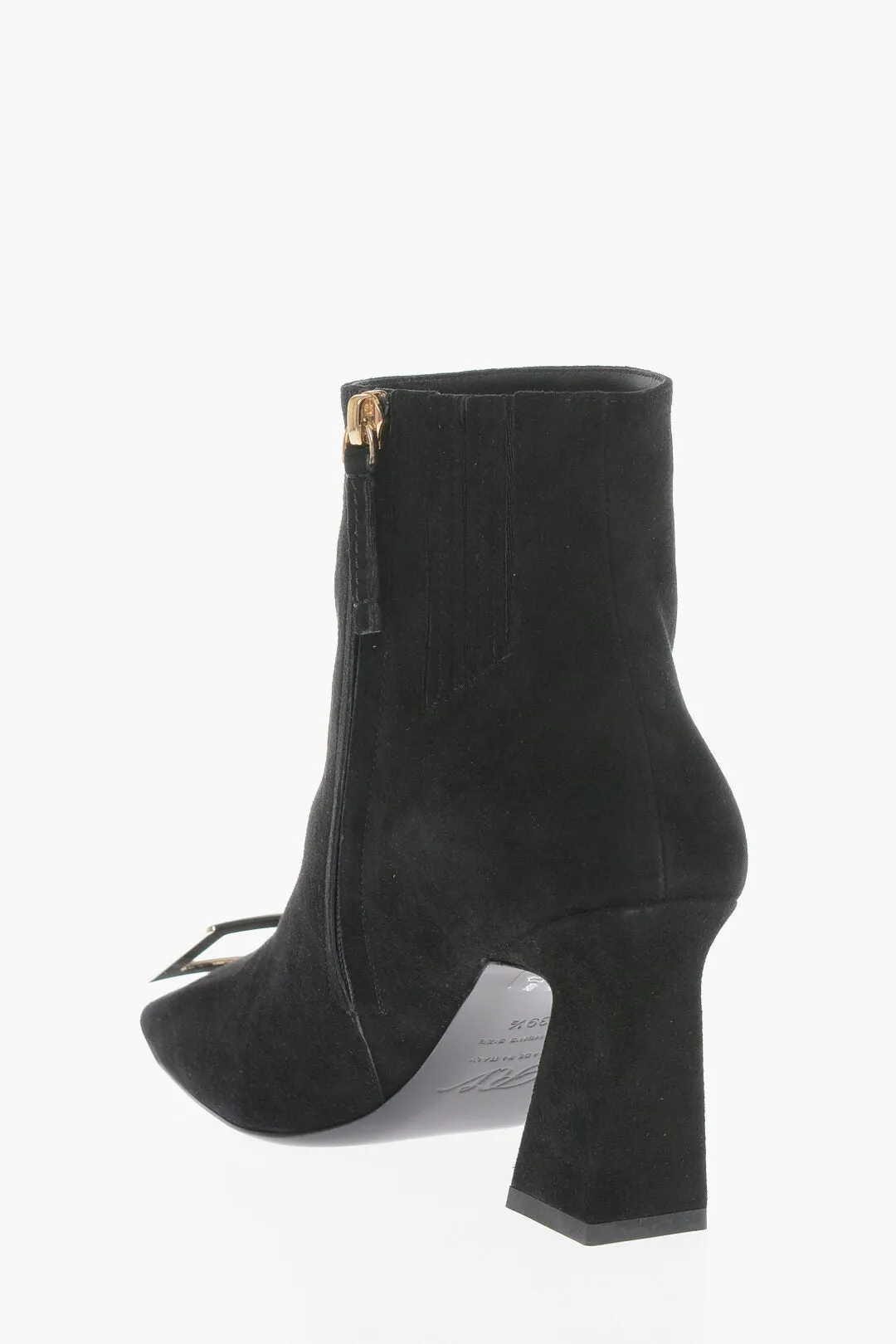 Roger Vivier Wildleder-Stiefeletten mit auffälliger Schnallenabsatz 8 cm Schuhe_Roger-Vivier