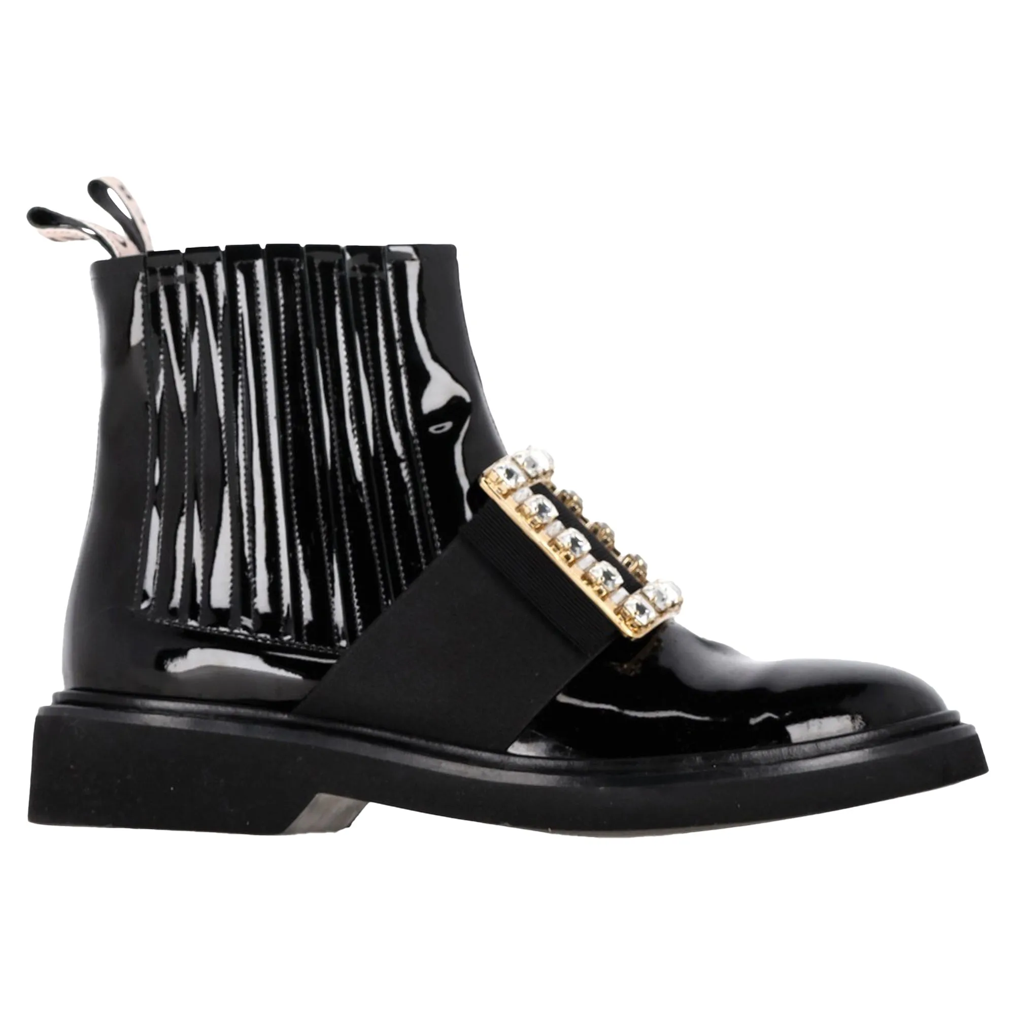 Roger Vivier Viv Rangers Chelsea Booties in Schwarz Lackleder Schuhe_Roger-Vivier
