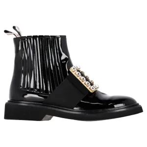 Roger Vivier Viv Rangers Chelsea Booties in Schwarz Lackleder Schuhe_Roger-Vivier