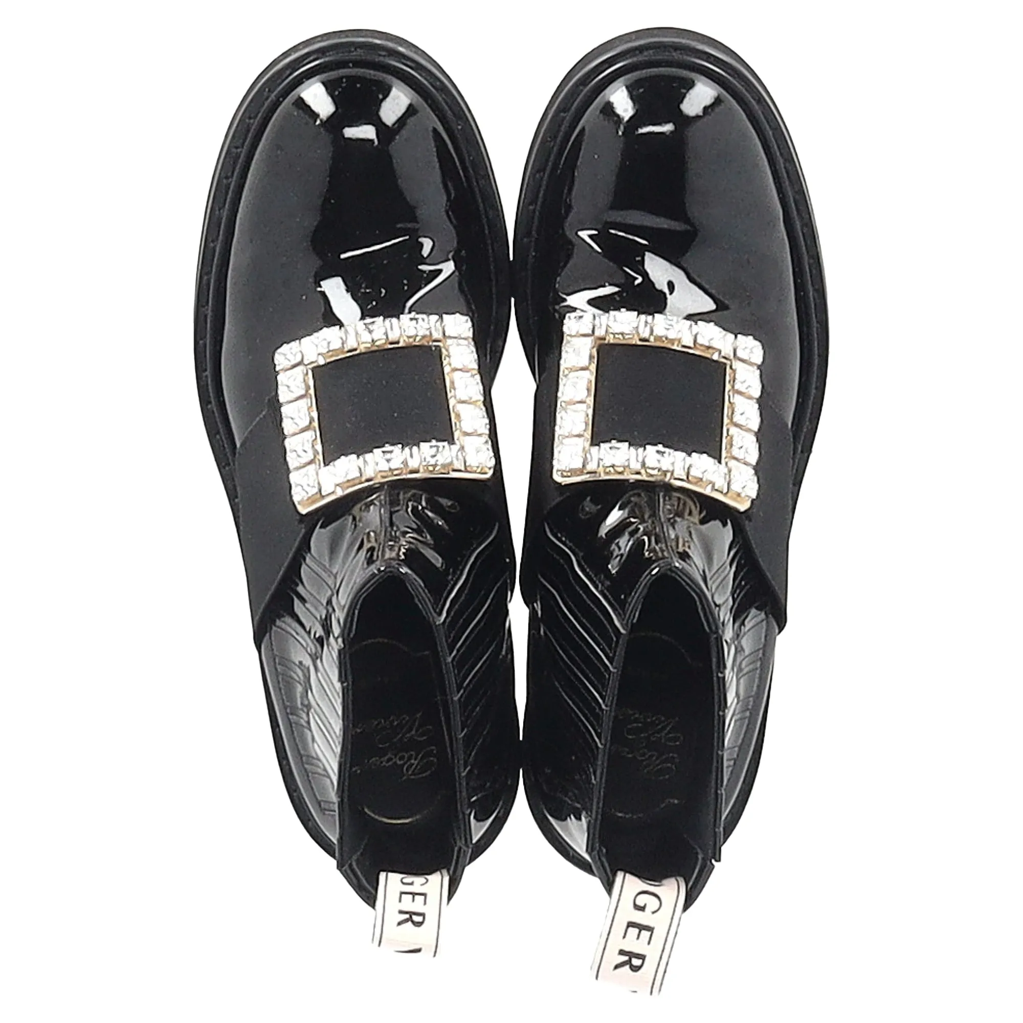 Roger Vivier Viv Rangers Chelsea Booties in Schwarz Lackleder Schuhe_Roger-Vivier