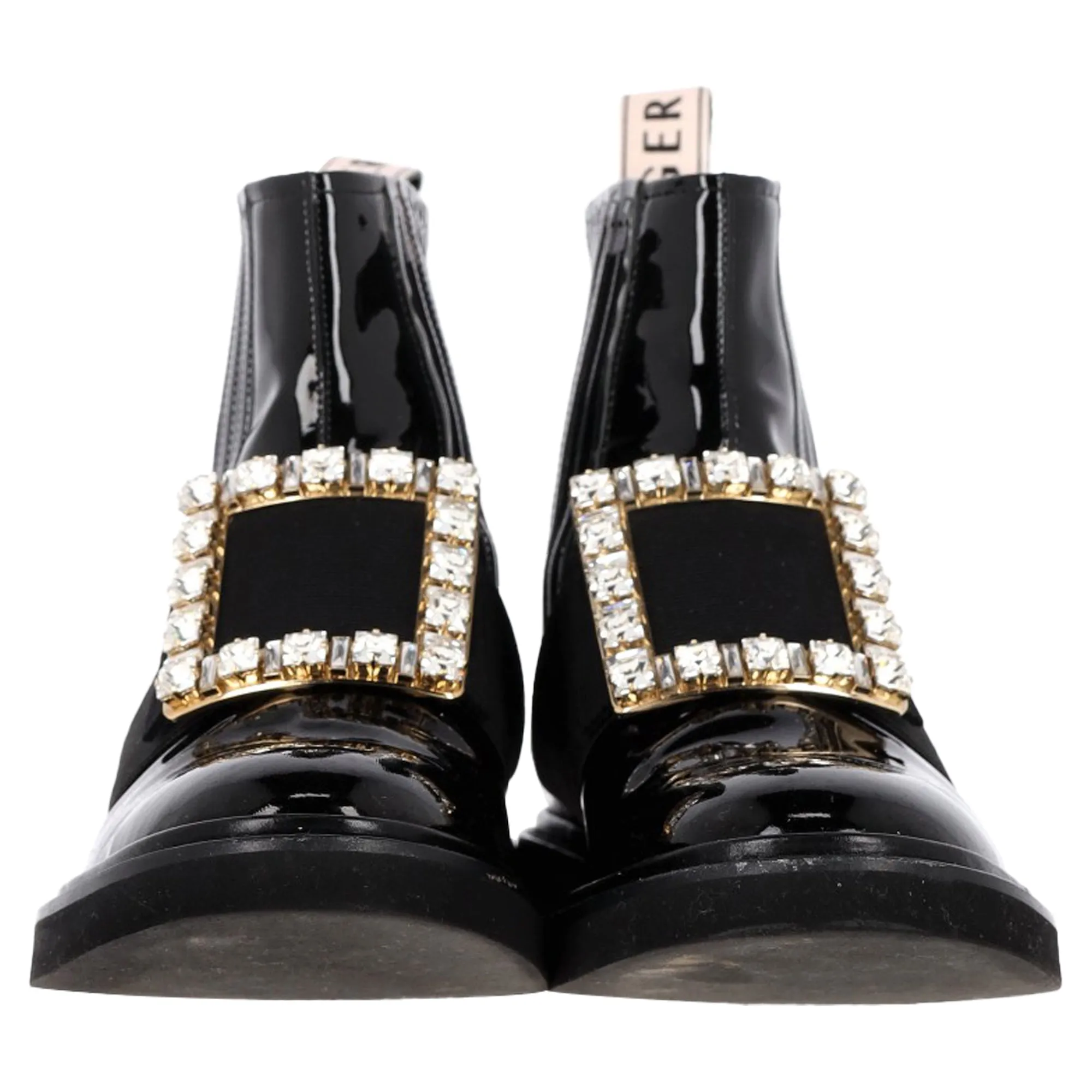 Roger Vivier Viv Rangers Chelsea Booties in Schwarz Lackleder Schuhe_Roger-Vivier