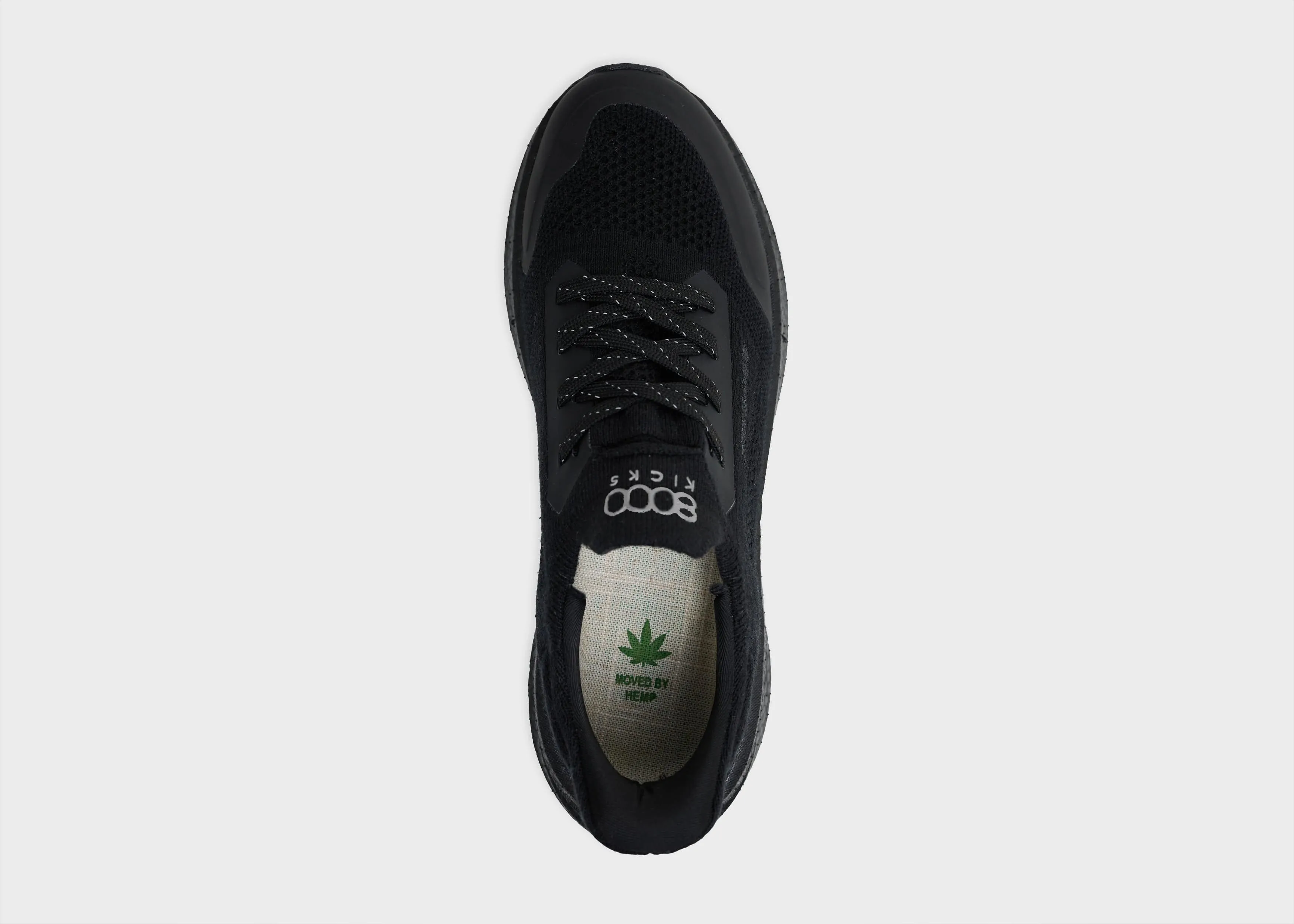Runner Herren Hanfleder Turnschuhe | Vollständig Schwarz