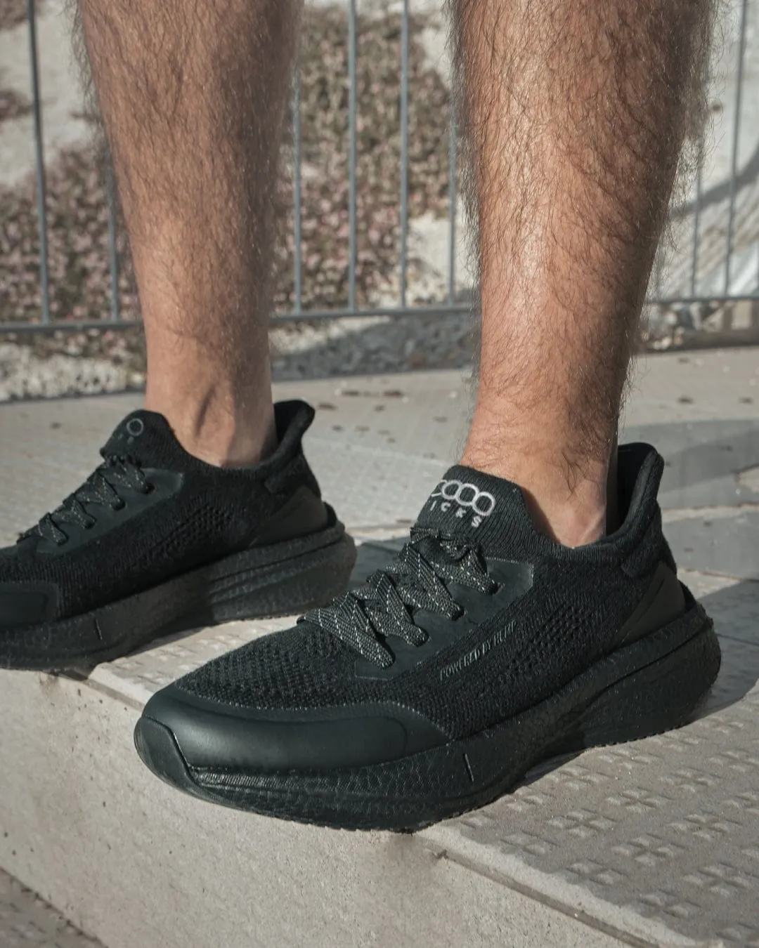 Runner Herren Hanfleder Turnschuhe | Vollständig Schwarz