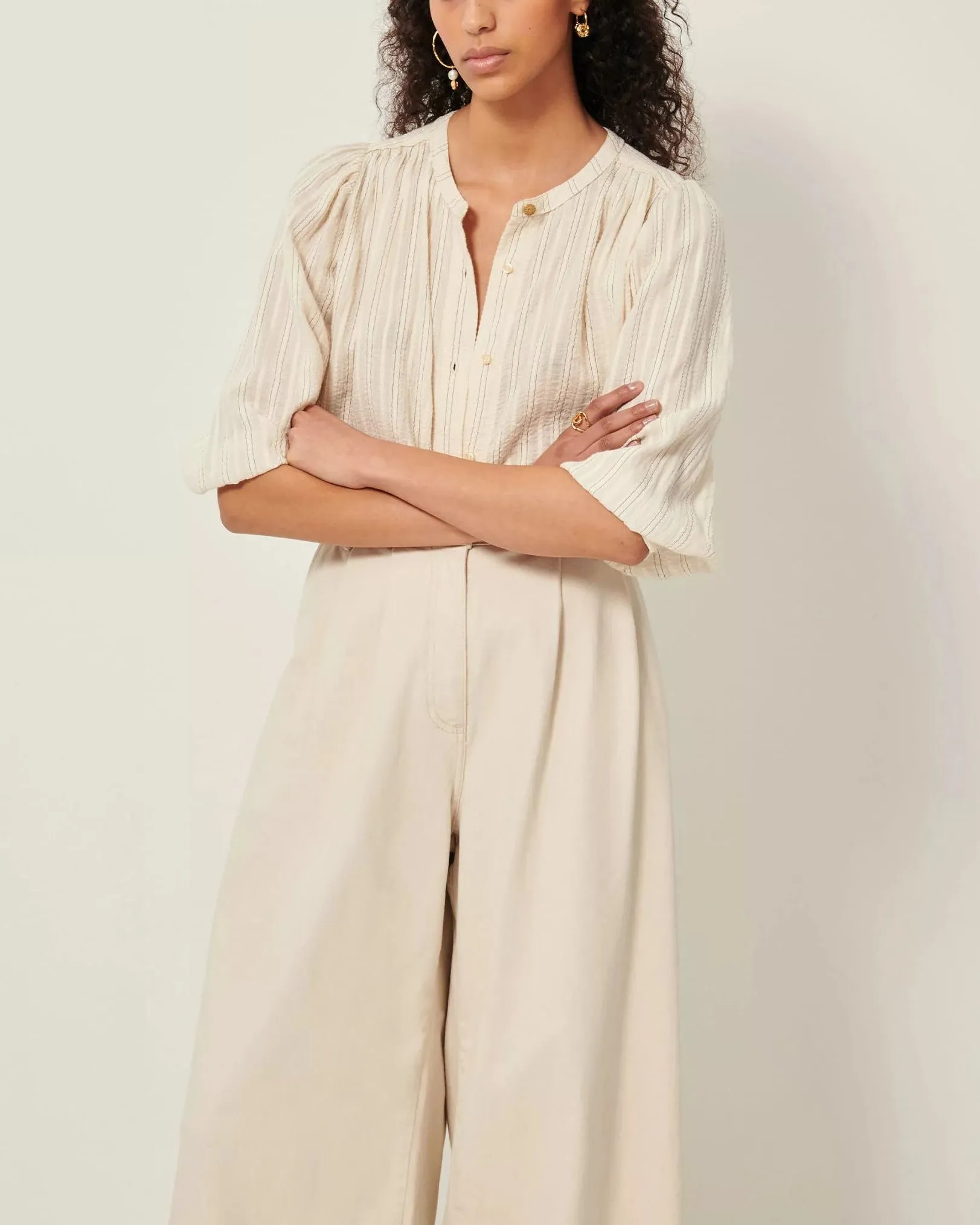 Sessun Damenbekleidung Bluse A View Sandcreme
