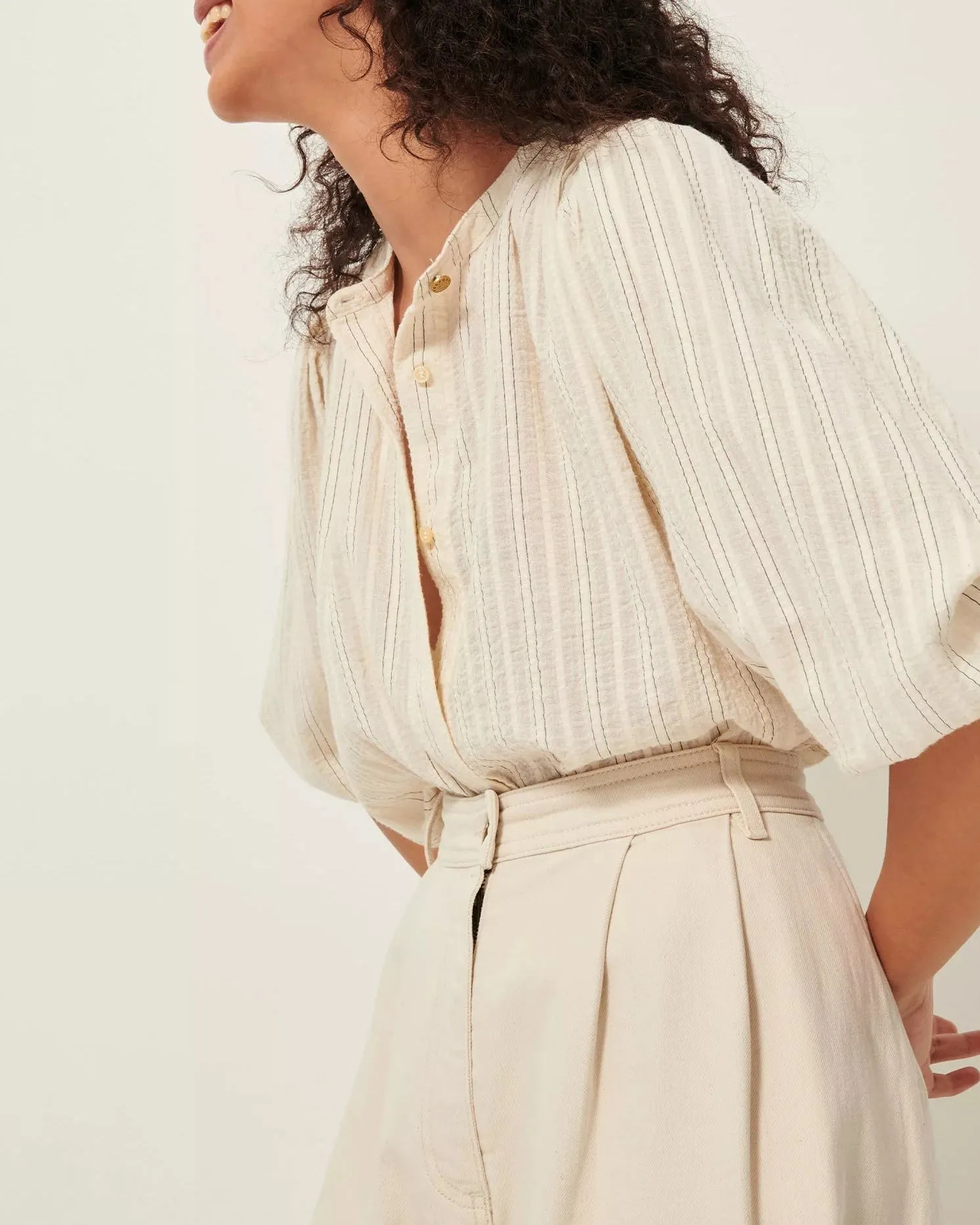Sessun Damenbekleidung Bluse A View Sandcreme