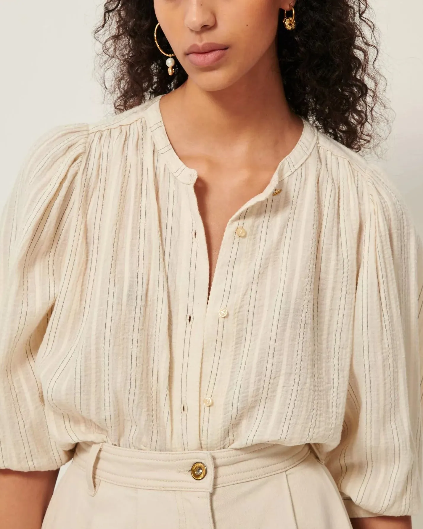 Sessun Damenbekleidung Bluse A View Sandcreme