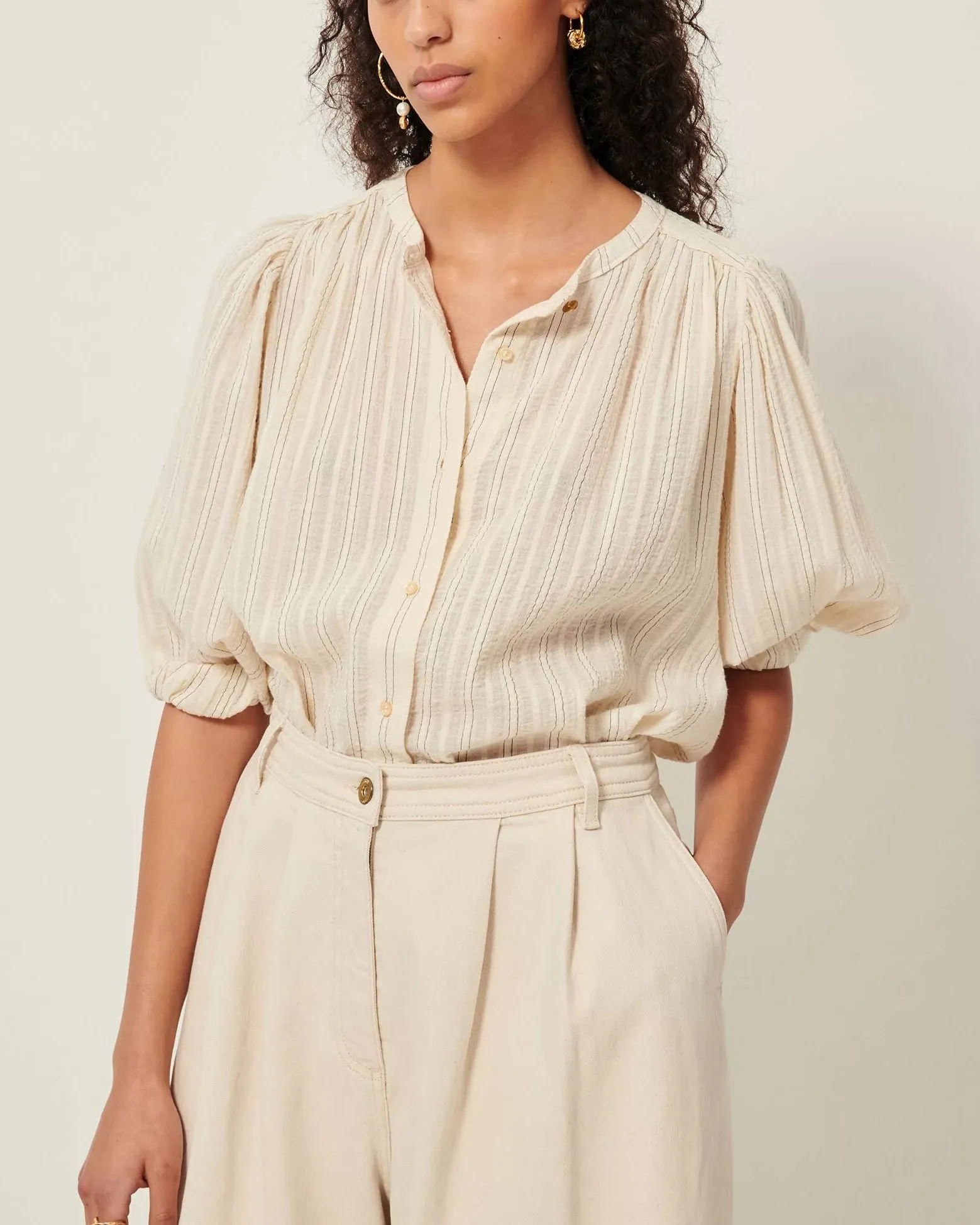 Sessun Damenbekleidung Bluse A View Sandcreme