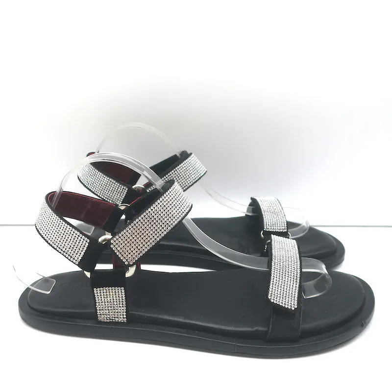 STAUD Betty Strass-Sandalen Schwarz Leder Größe 41