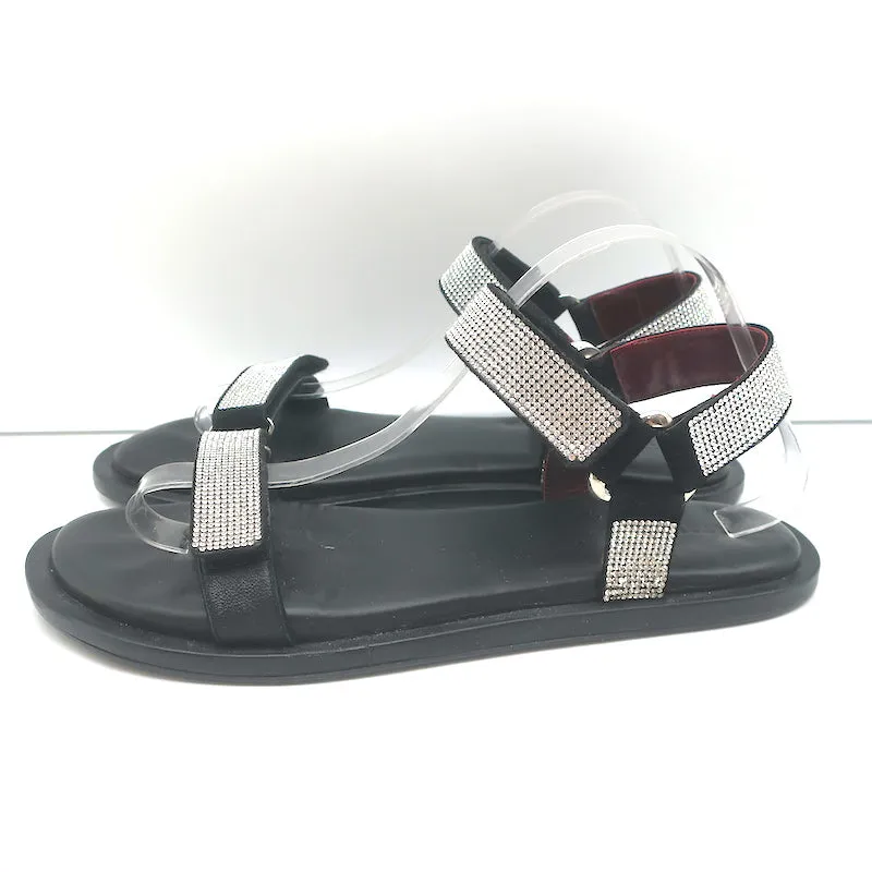 STAUD Betty Strass-Sandalen Schwarz Leder Größe 41