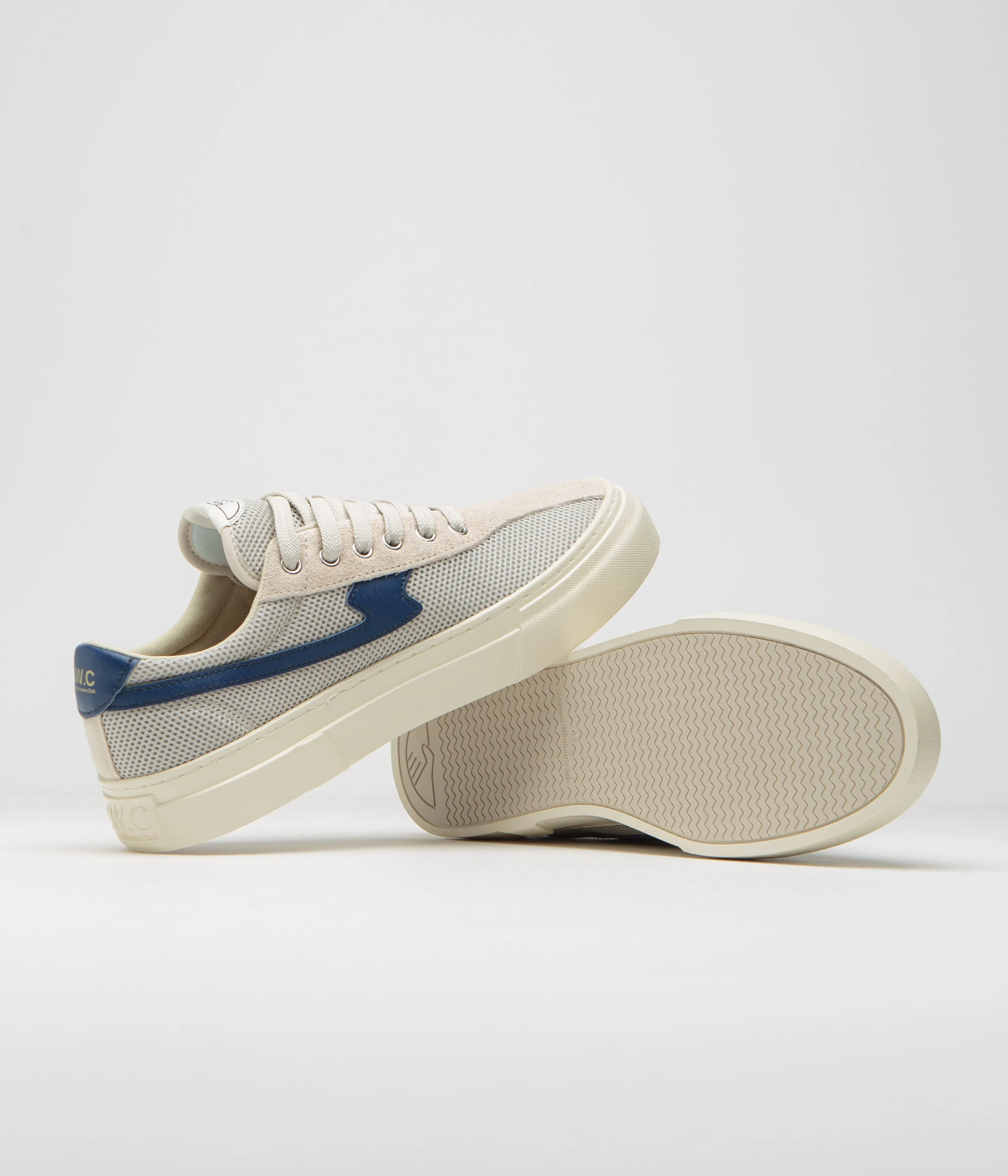 Stepney Workers Club Dellow S-Strike Cup Tennis Mesh Schuhe - Ecru / Blau Stepney Workers Club Schuhe