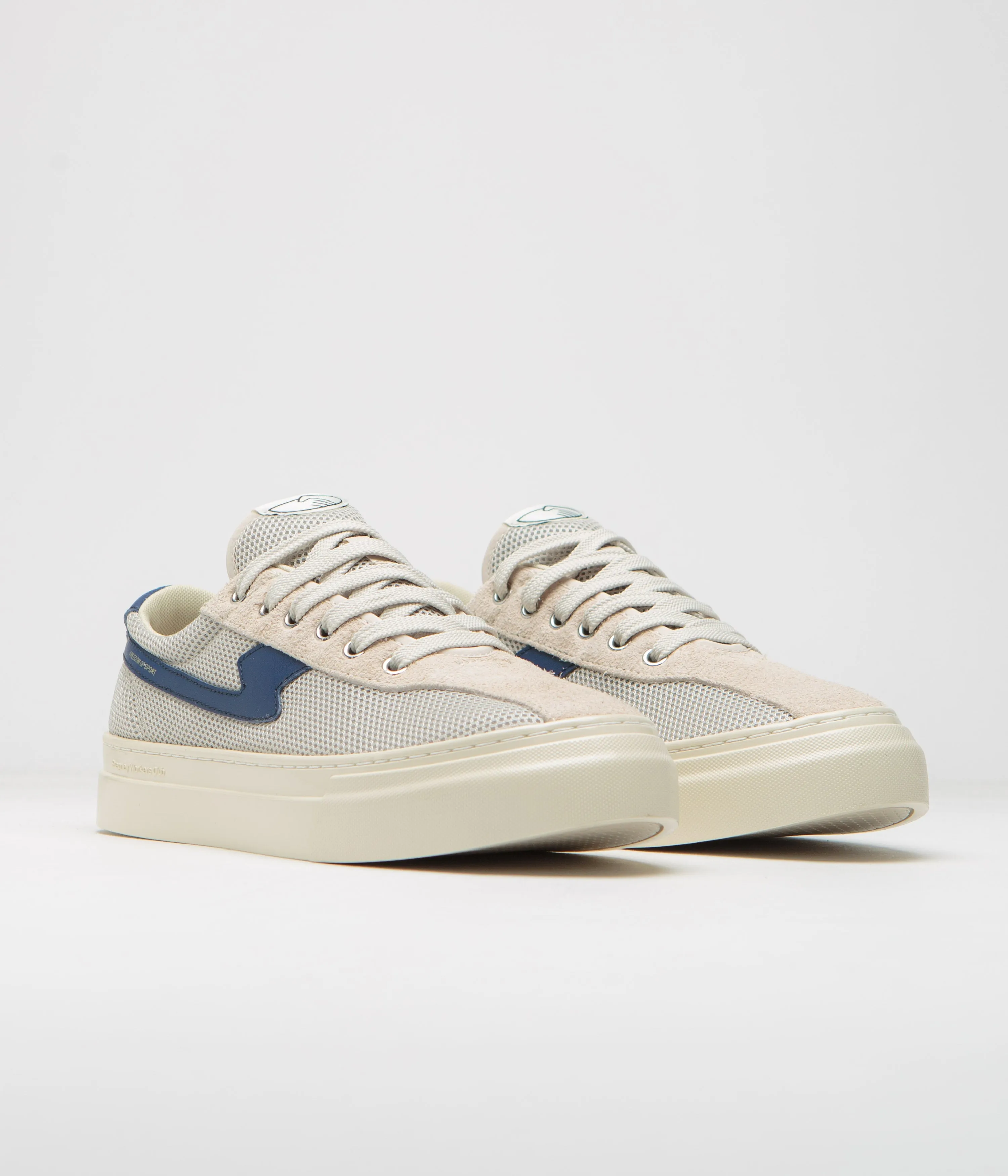 Stepney Workers Club Dellow S-Strike Cup Tennis Mesh Schuhe - Ecru / Blau Stepney Workers Club Schuhe