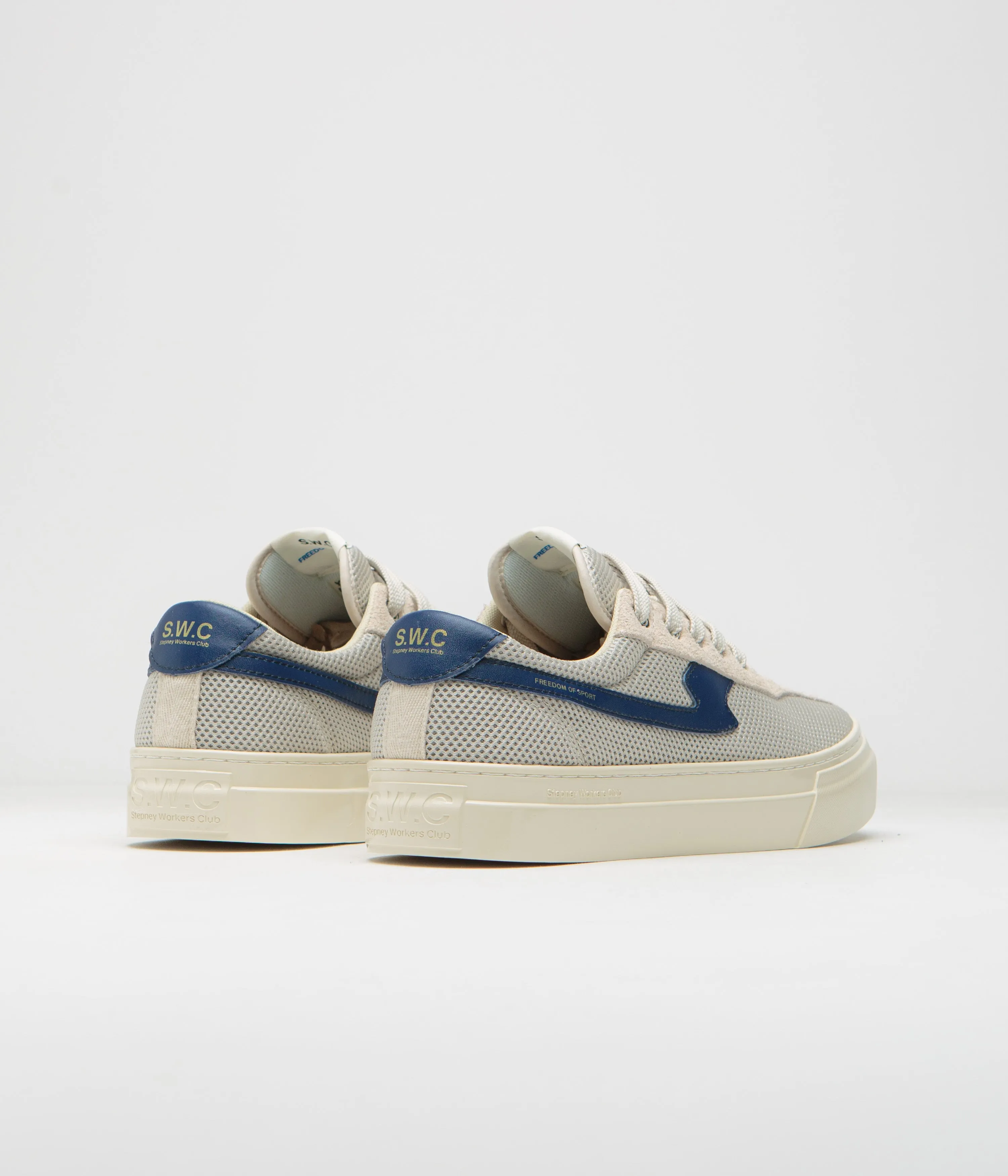 Stepney Workers Club Dellow S-Strike Cup Tennis Mesh Schuhe - Ecru / Blau Stepney Workers Club Schuhe