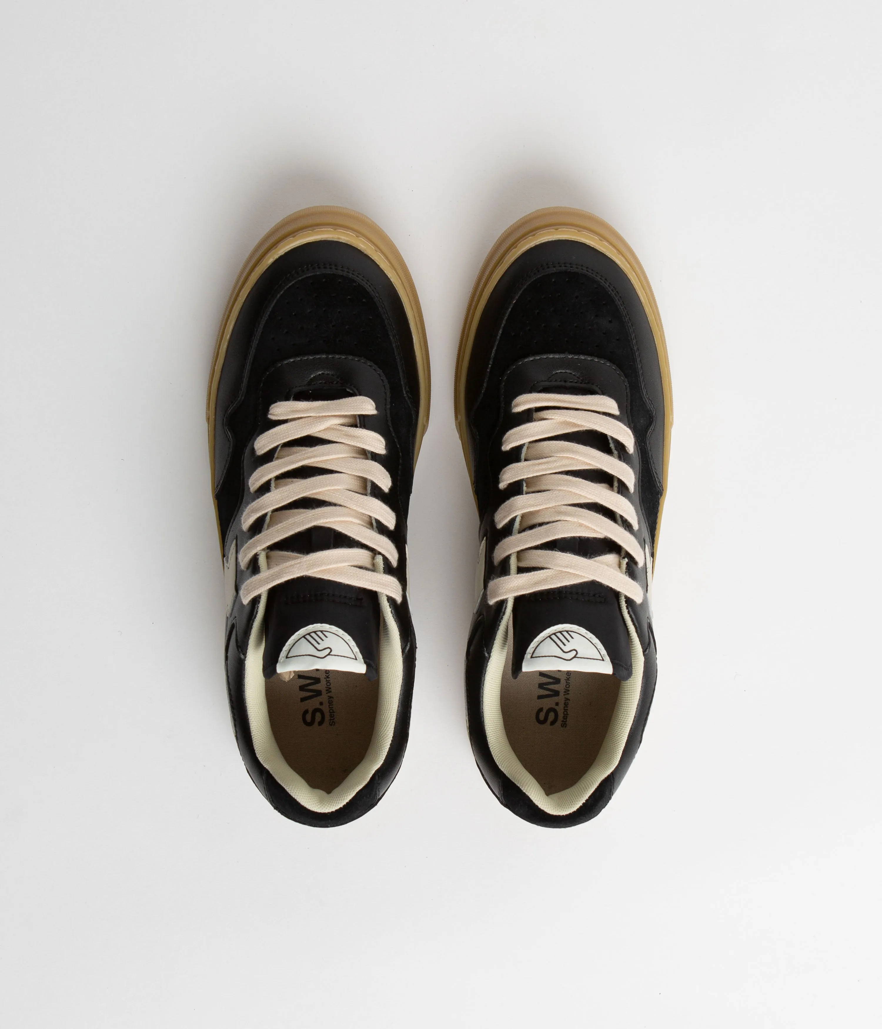 Stepney Workers Club Pearl S-Strike Lederschuhe - Schwarz / Gummi Stepney Workers Club Schuhe