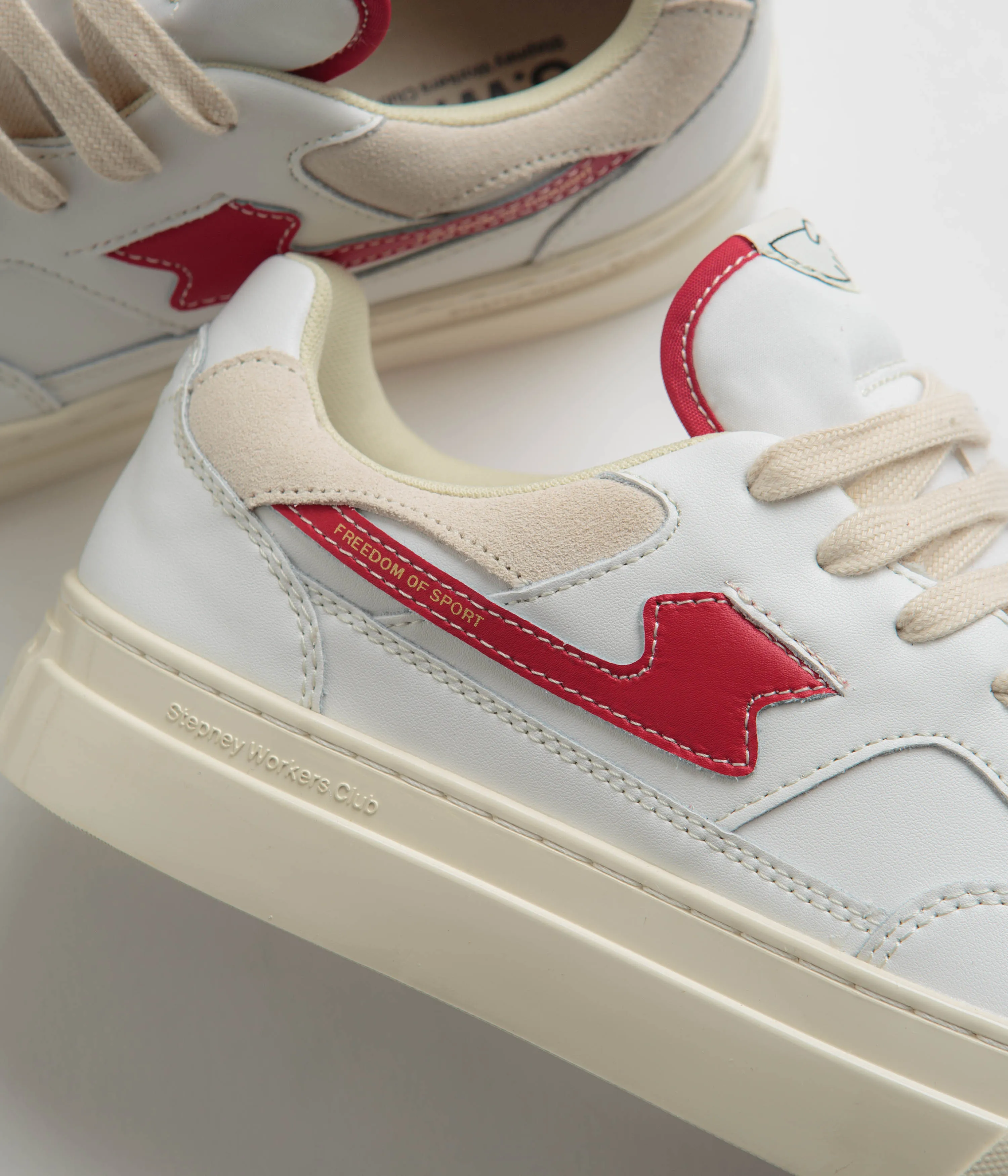 Stepney Workers Club Pearl S-Strike Lederschuhe - Weiß / Rot Stepney Workers Club Schuhe