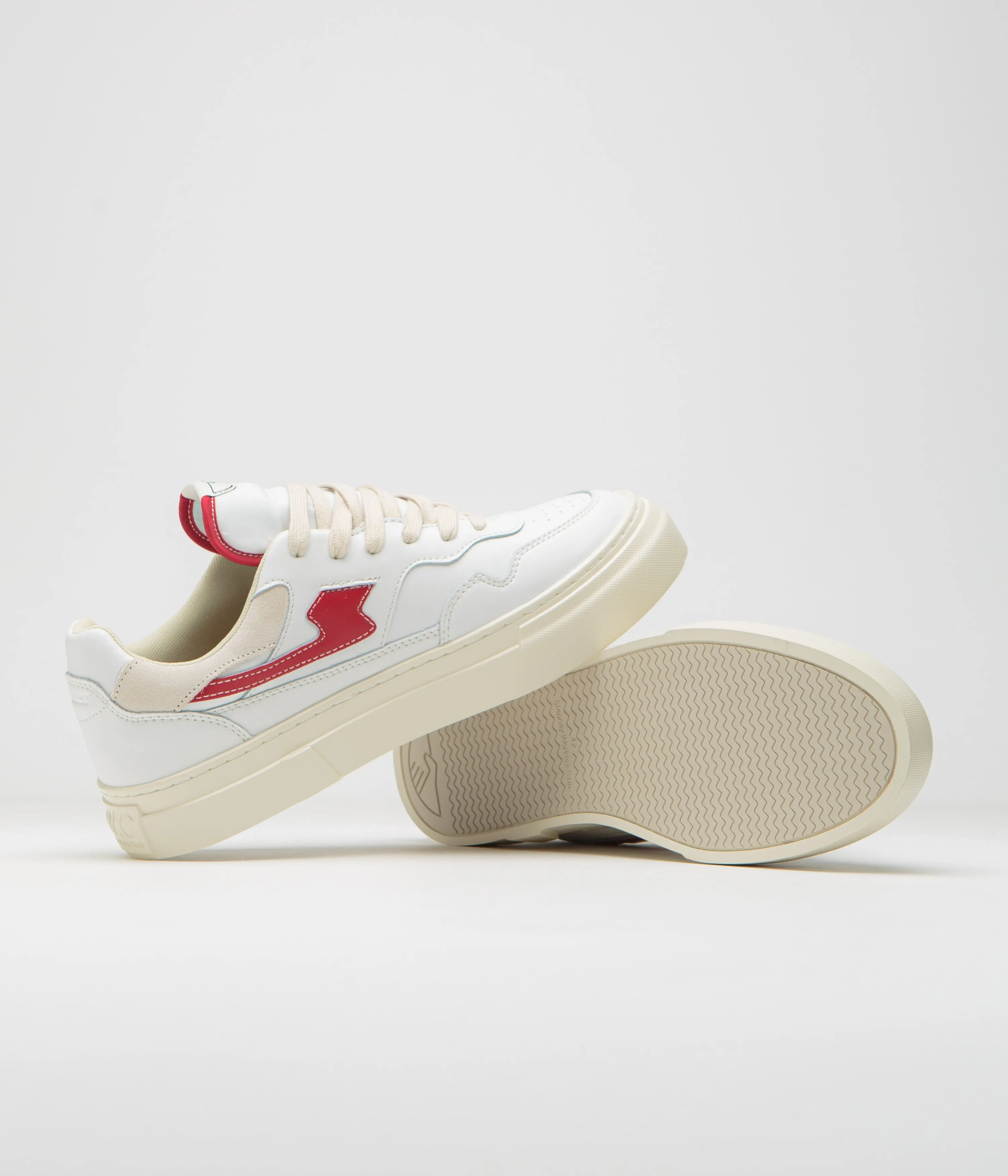 Stepney Workers Club Pearl S-Strike Lederschuhe - Weiß / Rot Stepney Workers Club Schuhe