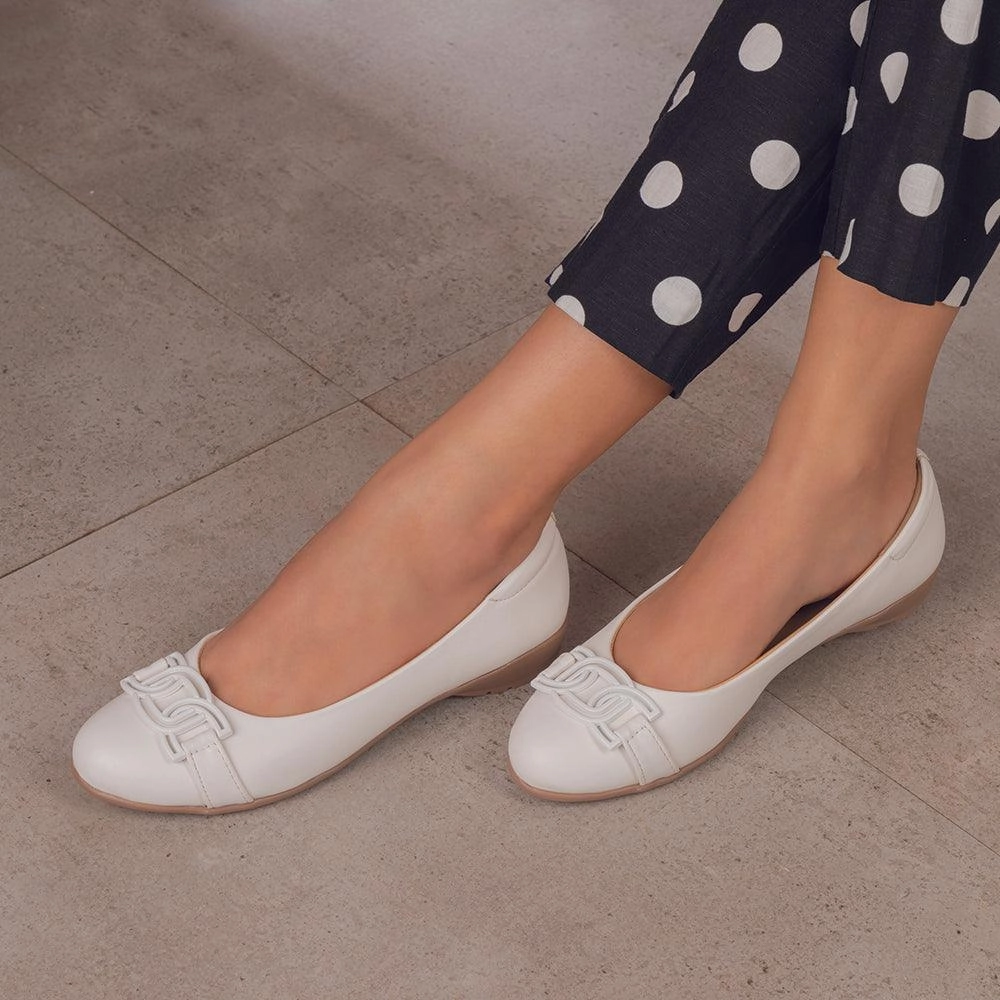 Die Geom Weiß Damen Ballerinas Tresmode