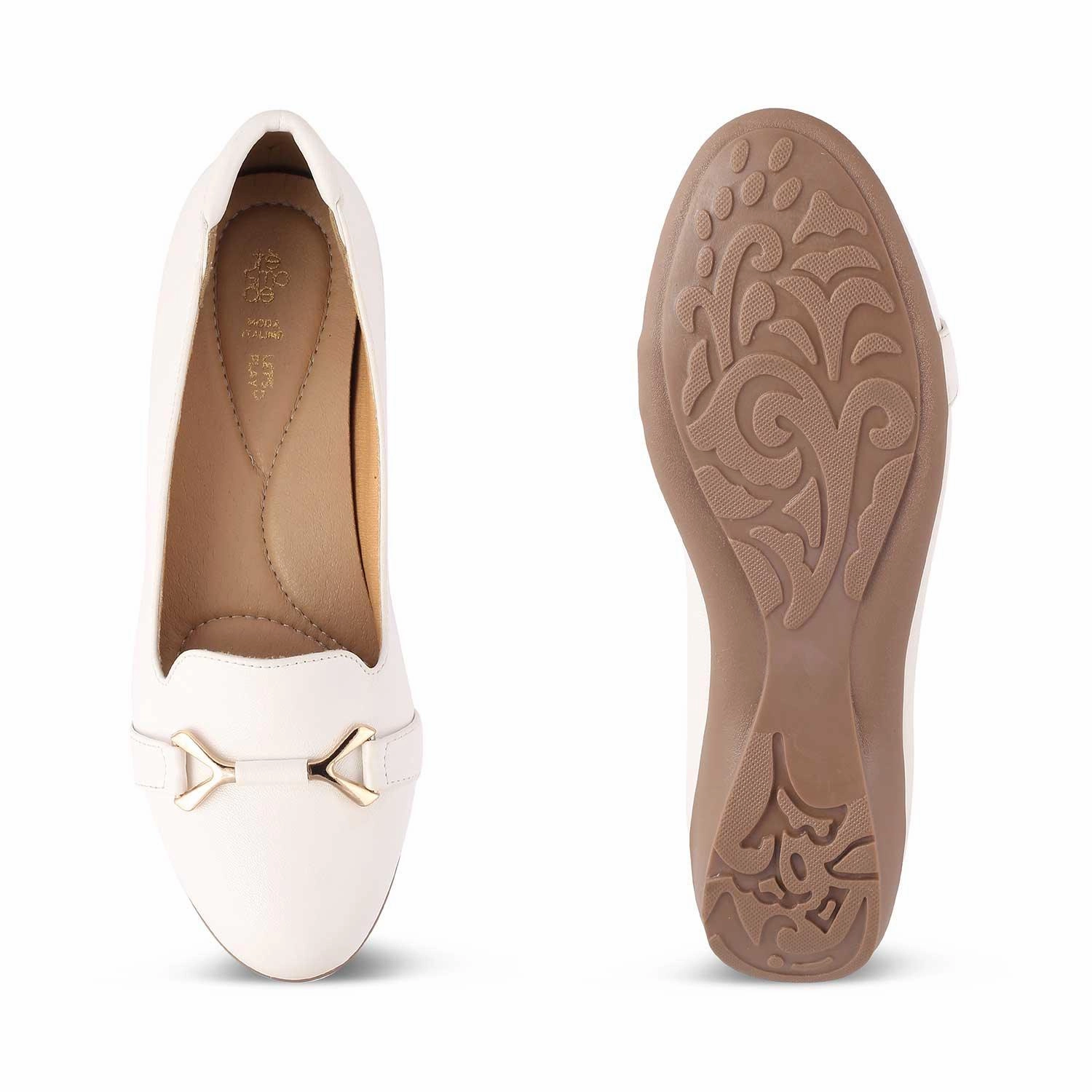 The Yorky-2 White Women's Dress Ballerinas Tresmode