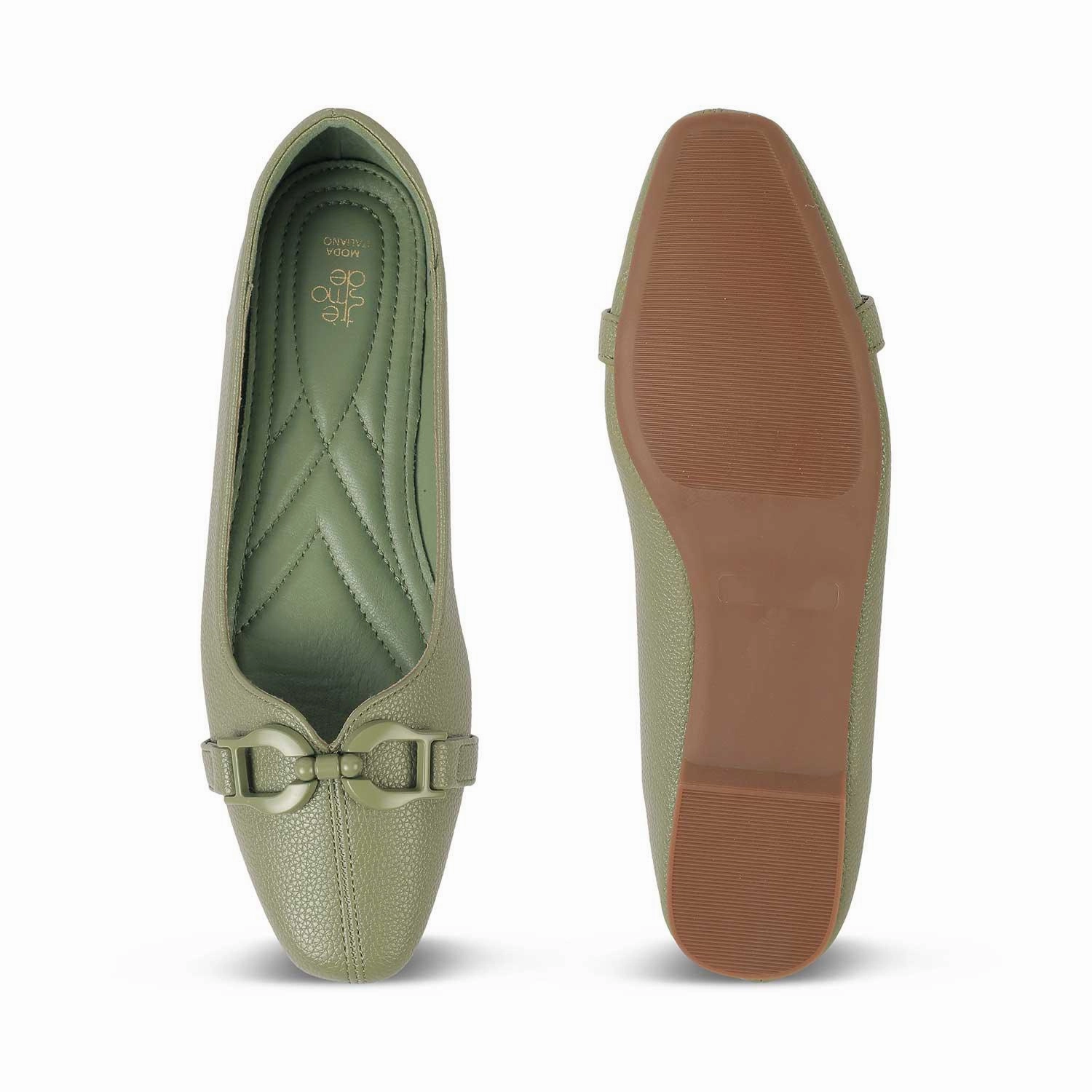 Tresmode Fare Green Women's Dress Ballerinas