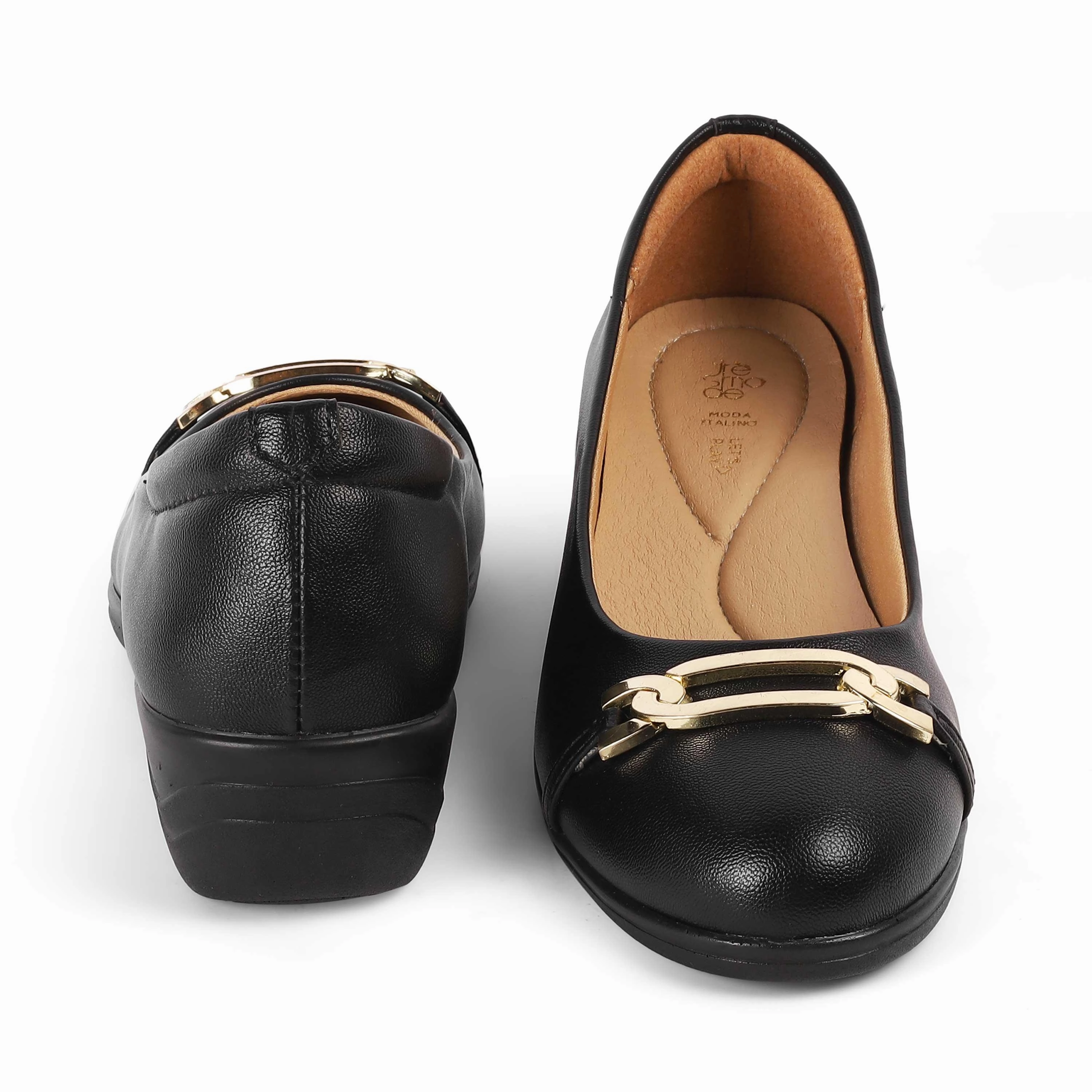 Tresmode Sanz Black Women's Casual Wedge Ballerinas