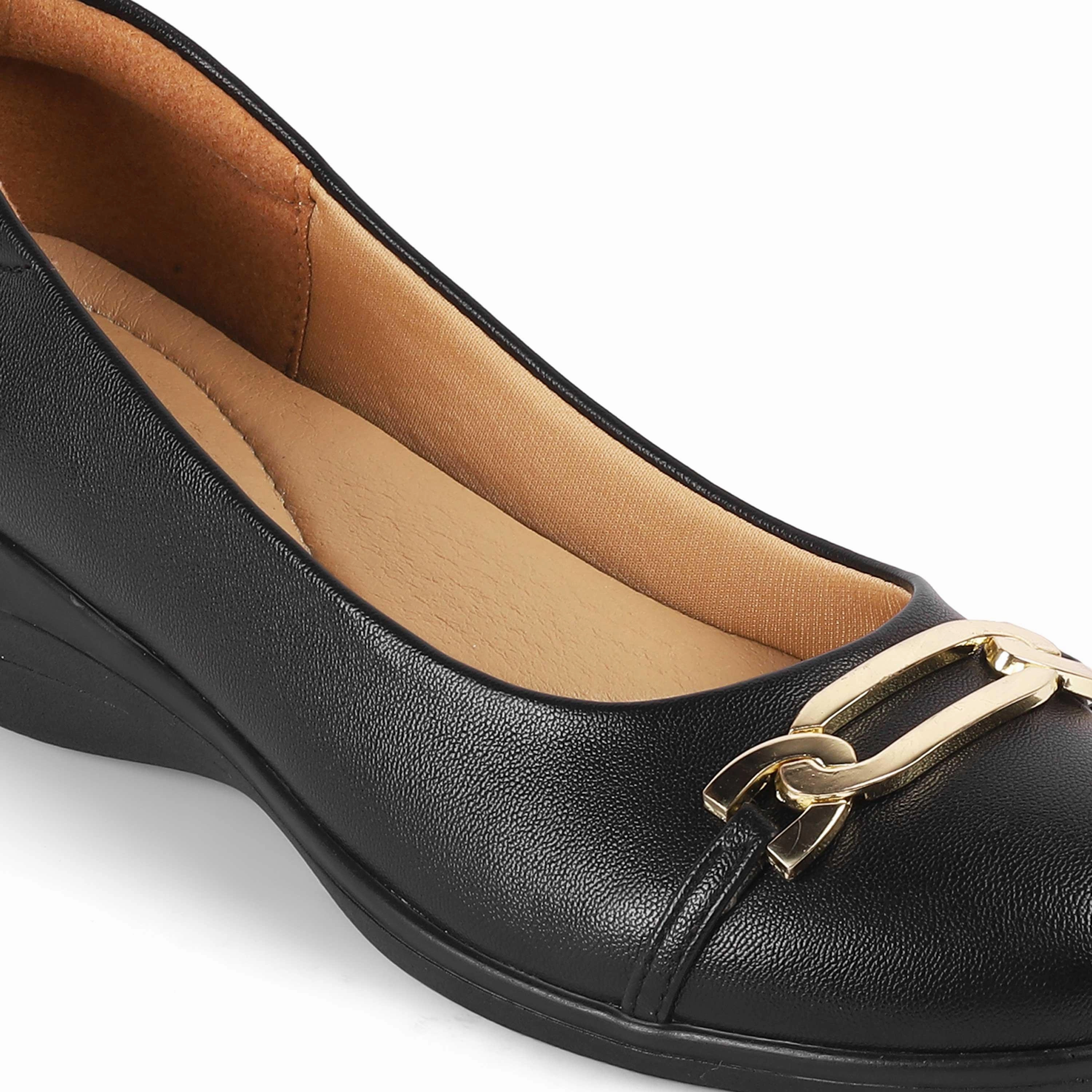 Tresmode Sanz Black Women's Casual Wedge Ballerinas