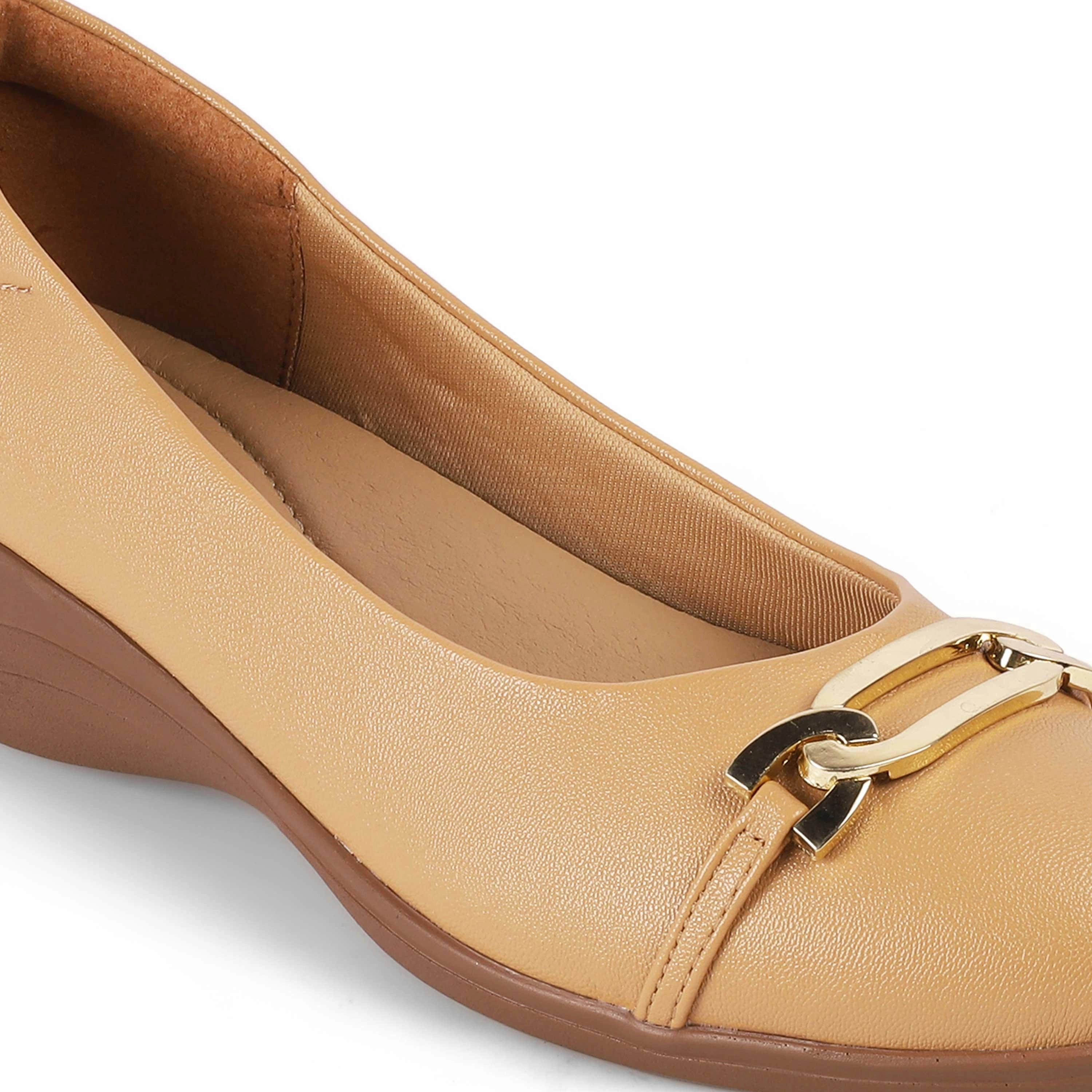 Tresmode Sanz Camel Women's Casual Wedge Ballerinas