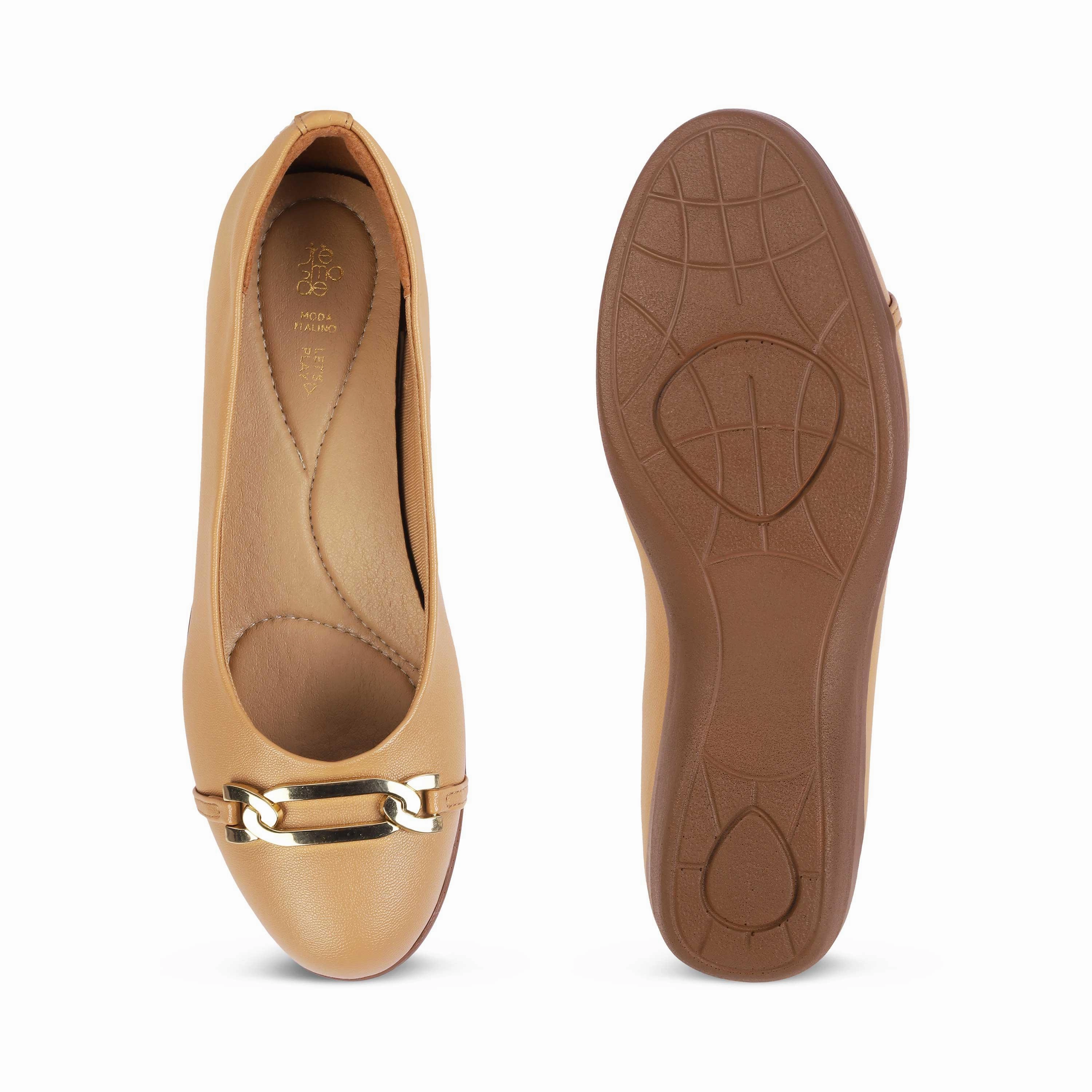 Tresmode Sanz Camel Women's Casual Wedge Ballerinas