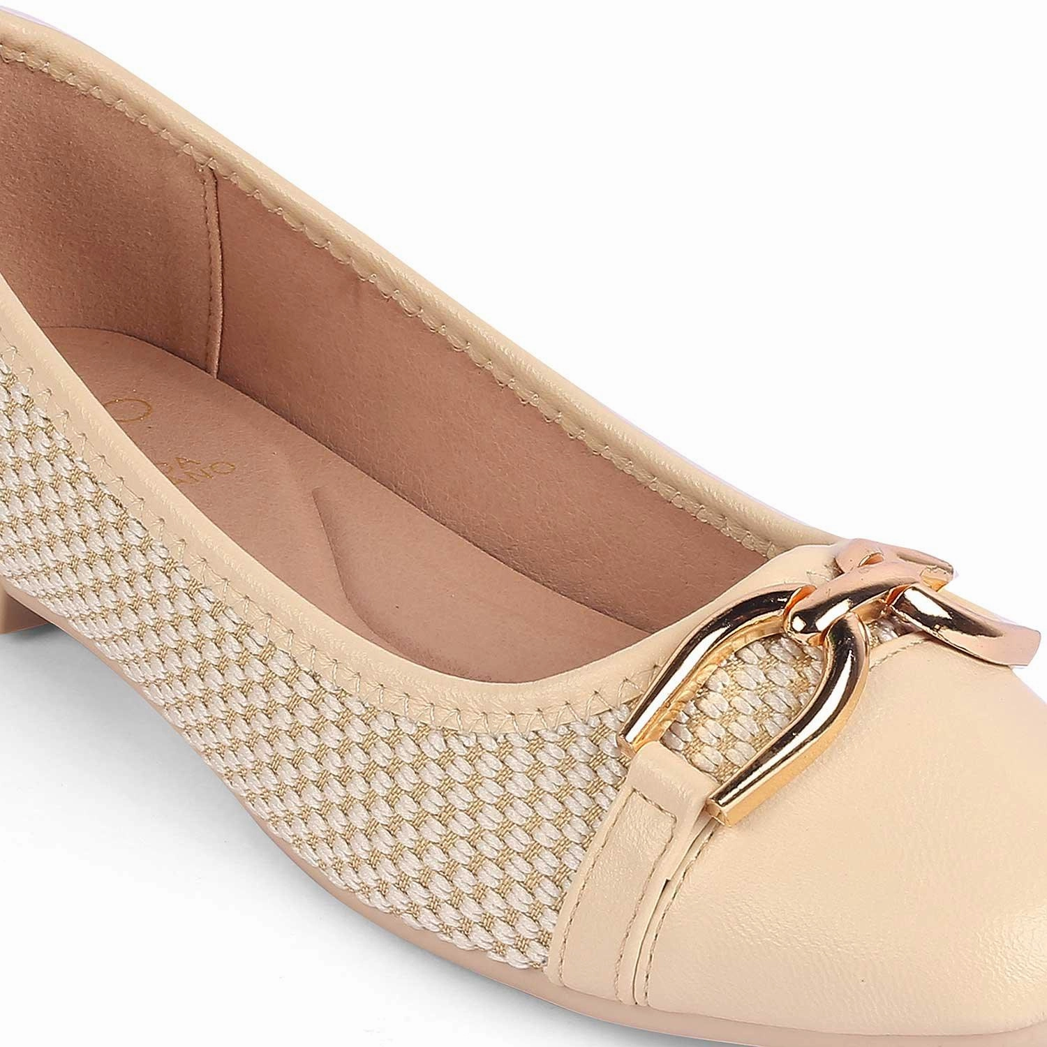 Tresmode Yolky Beige Women's Dress Ballerinas