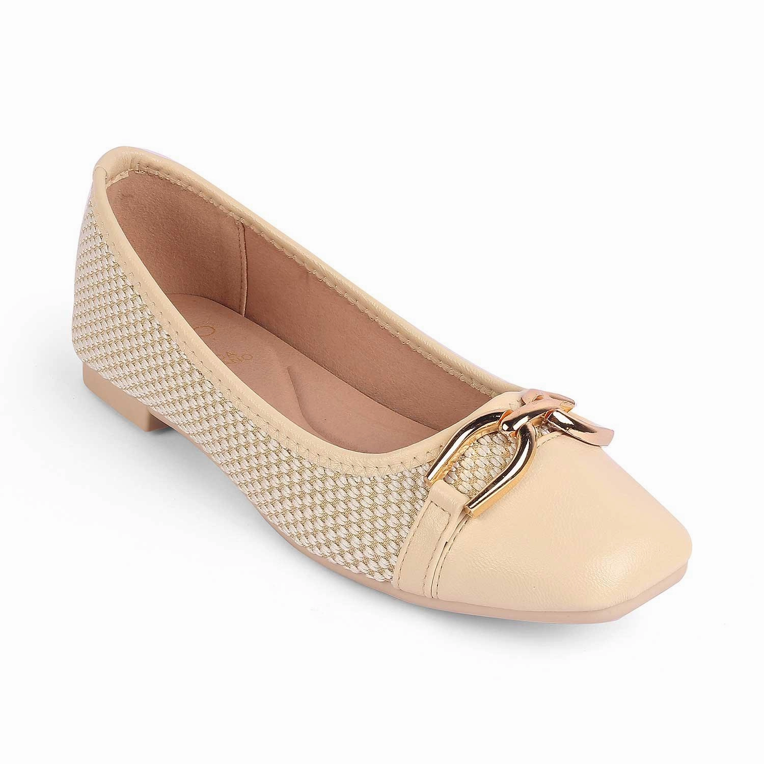 Tresmode Yolky Beige Women's Dress Ballerinas