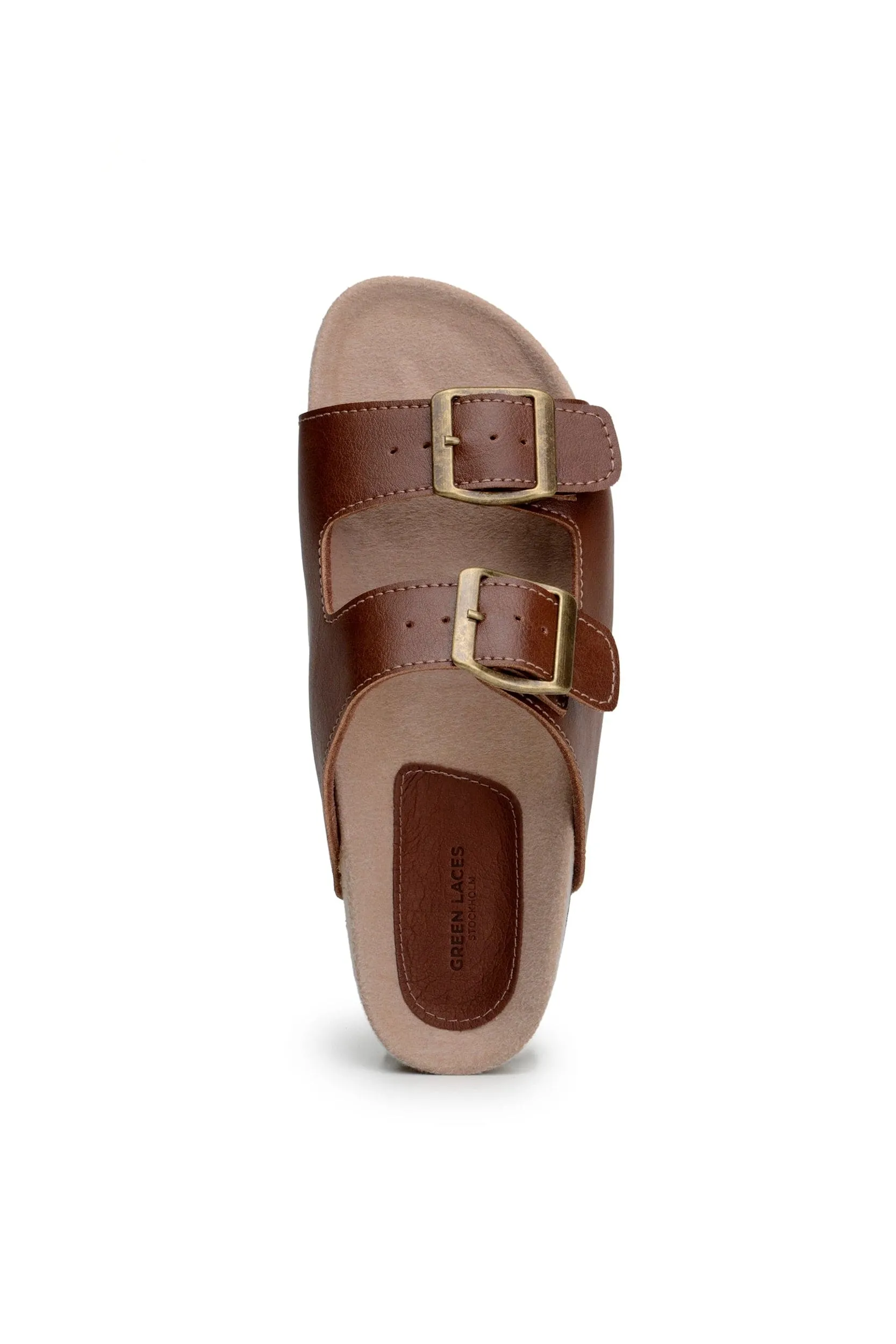 Truda Unisex Vegan-Leder Sandalen mit zwei Riemen | Kastanienbraun