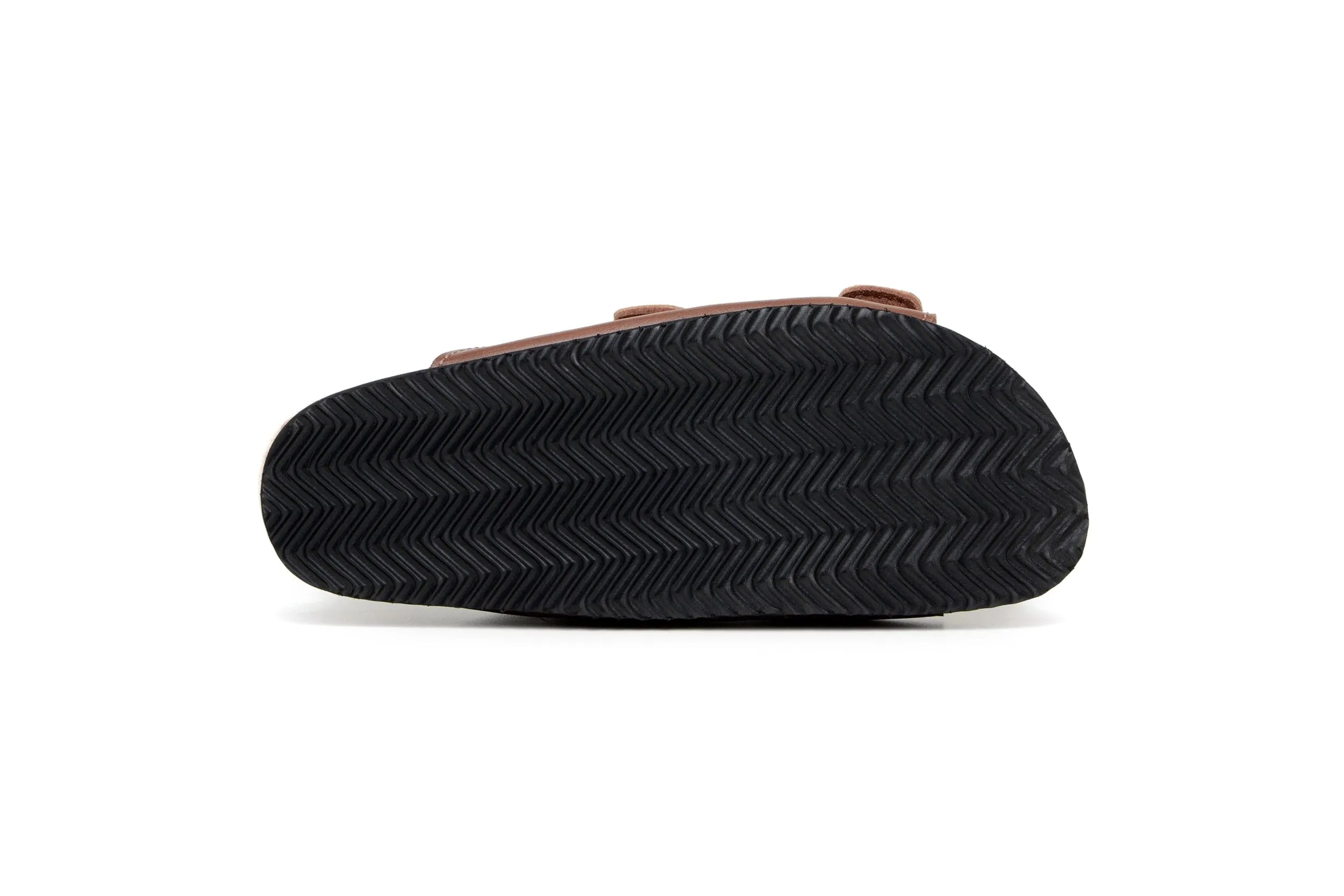 Truda Unisex Vegan-Leder Sandalen mit zwei Riemen | Kastanienbraun