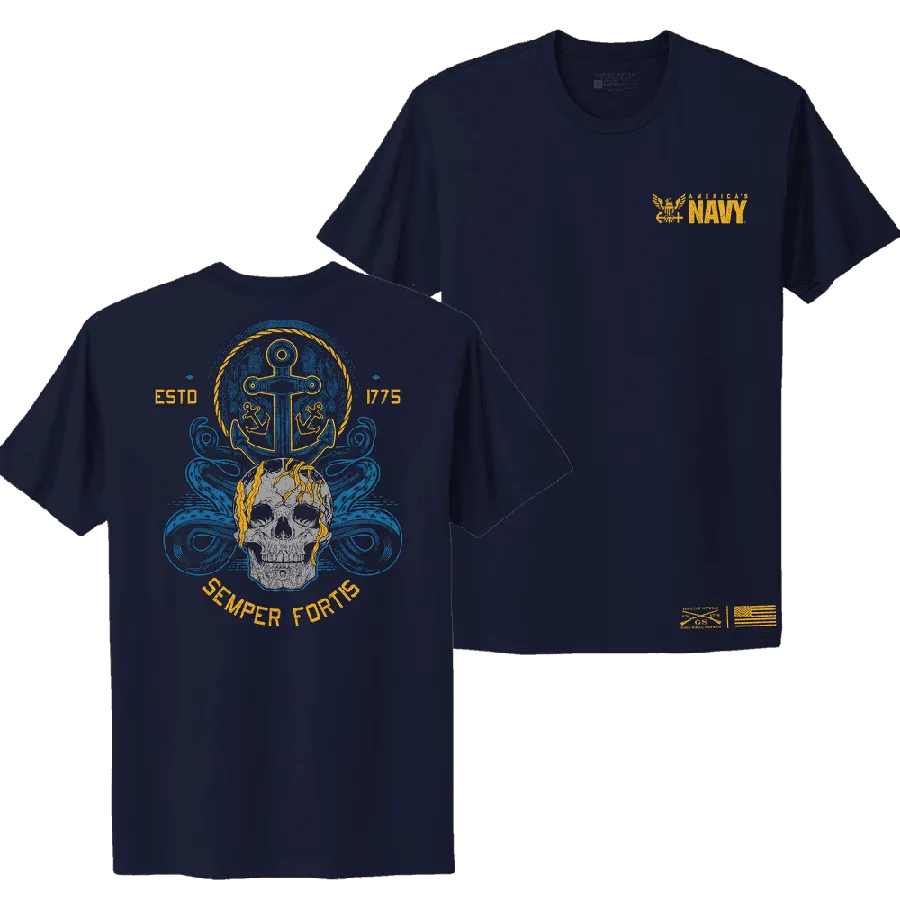 USN - Damen Semper Fortis Boyfriend Fit T-Shirt - Marineblau