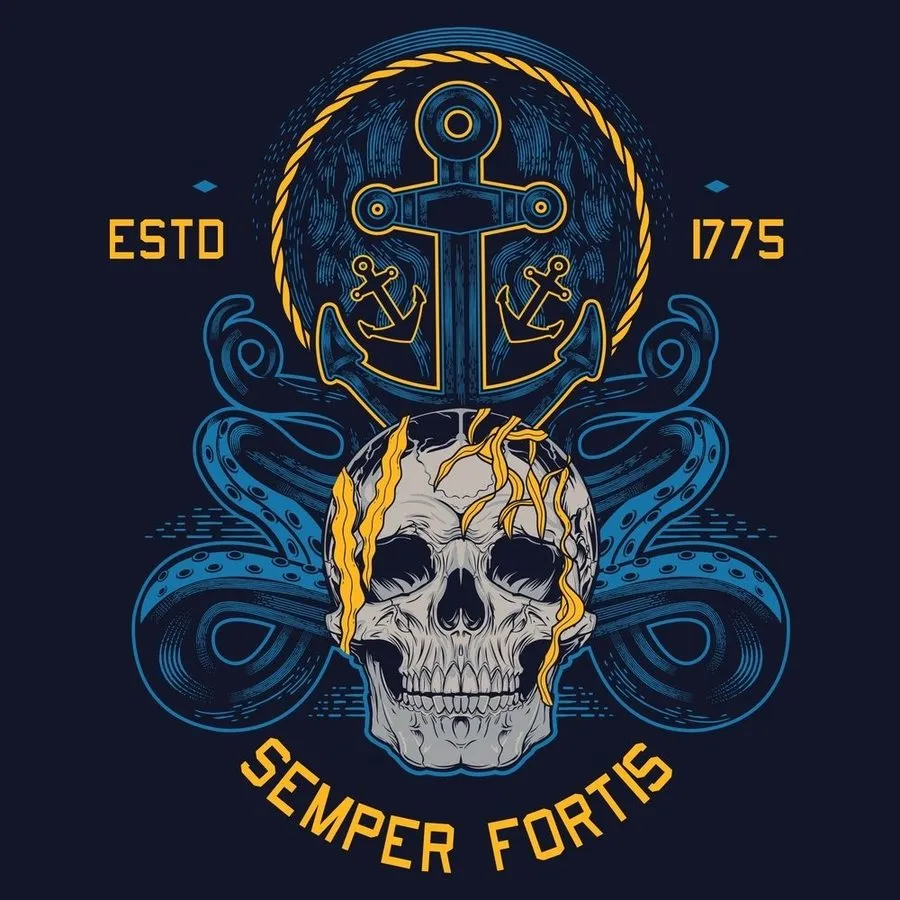 USN - Damen Semper Fortis Boyfriend Fit T-Shirt - Marineblau