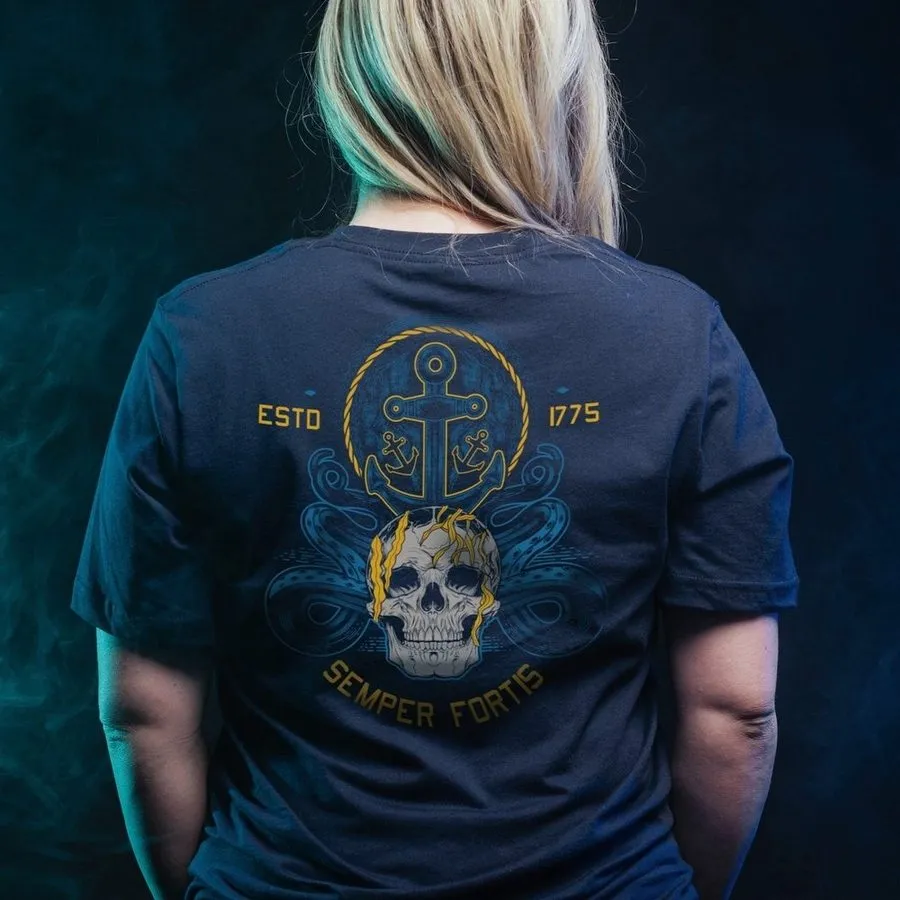 USN - Damen Semper Fortis Boyfriend Fit T-Shirt - Marineblau