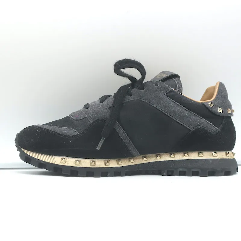 Valentino Soul Rockstud Sneakers Schwarz Camouflage & Grauer Wildleder Größe 35