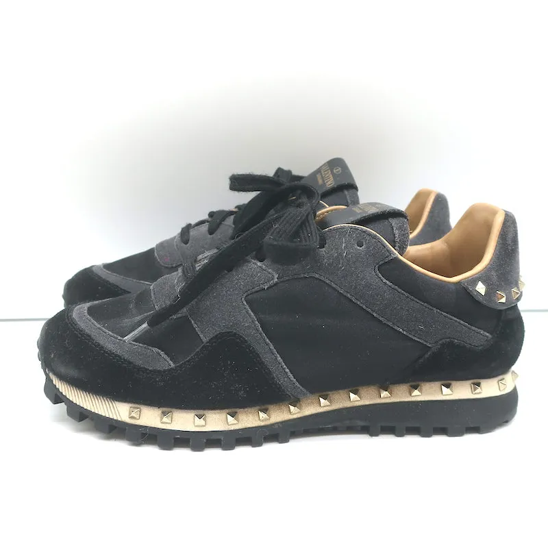 Valentino Soul Rockstud Sneakers Schwarz Camouflage & Grauer Wildleder Größe 35