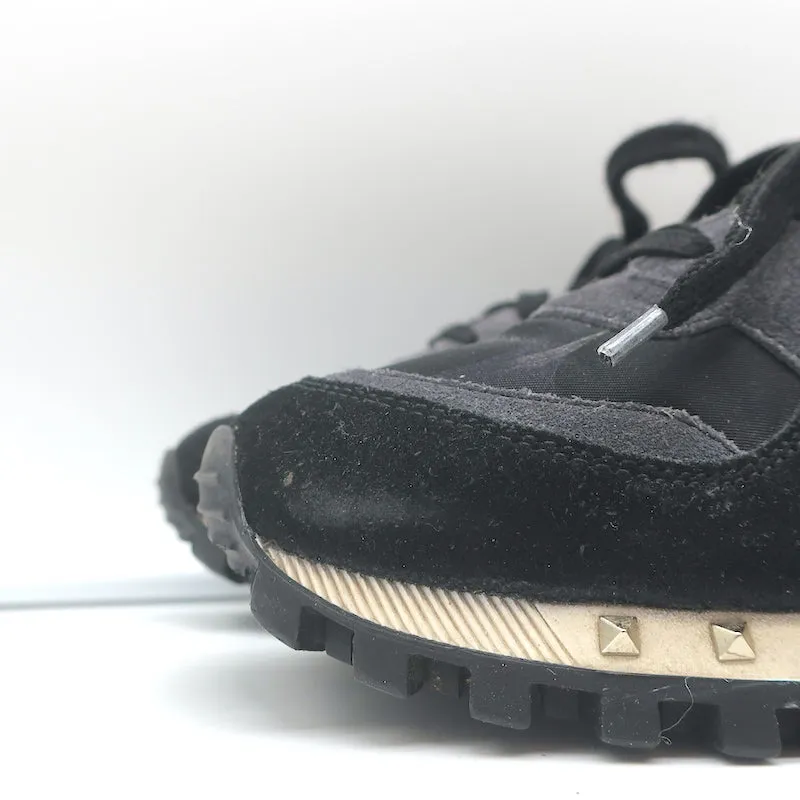 Valentino Soul Rockstud Sneakers Schwarz Camouflage & Grauer Wildleder Größe 35
